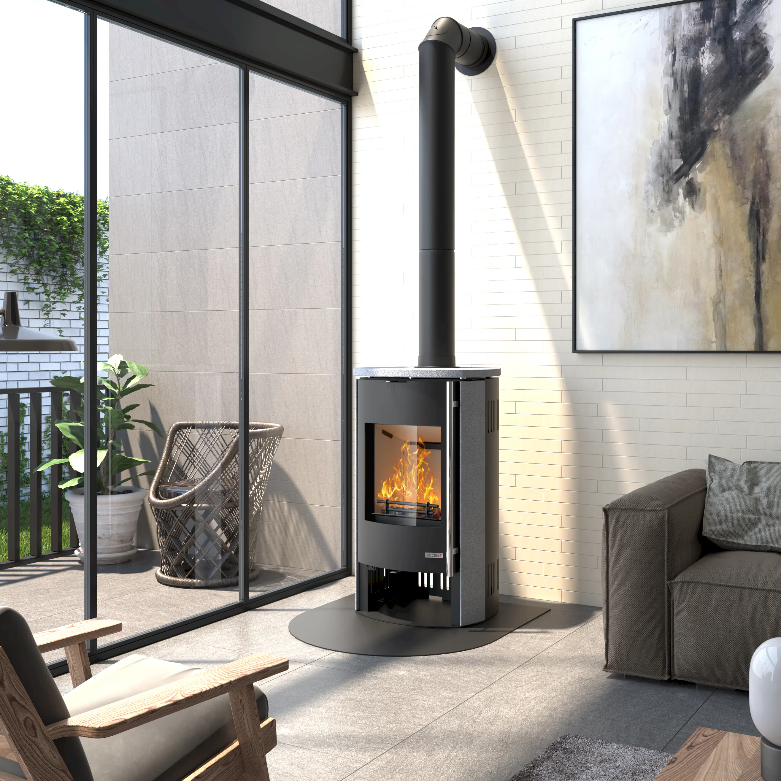 Accente Kaminofen Nyborg Granitstein grau 7 kW