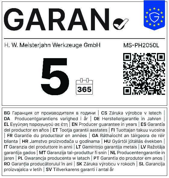 5 Jahre Garantie