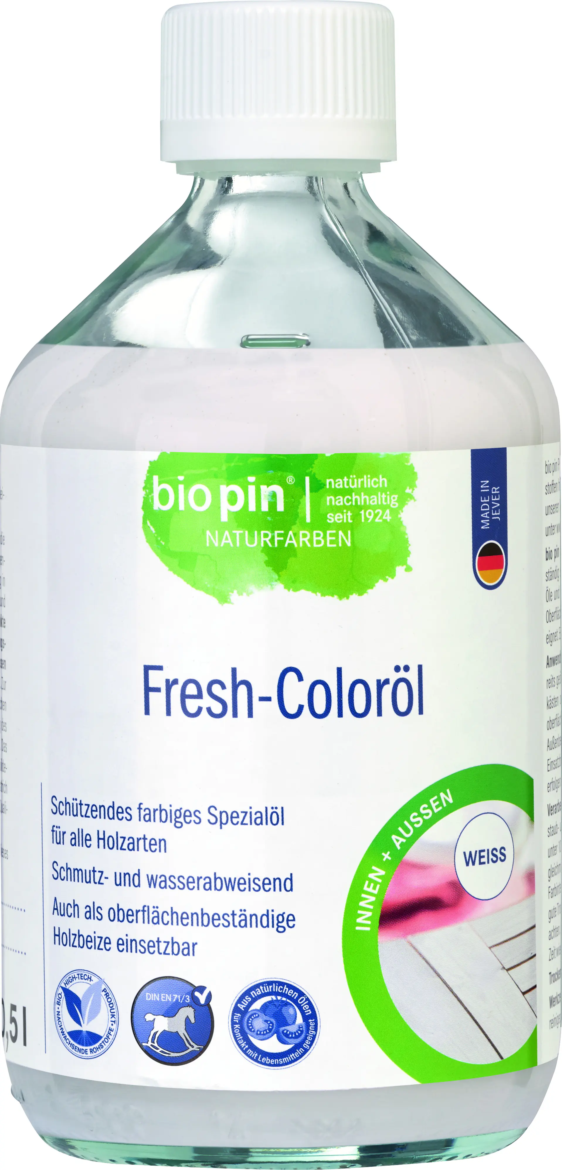 Biopin Naturfarben Holz-Coloröl 500 ml weiß