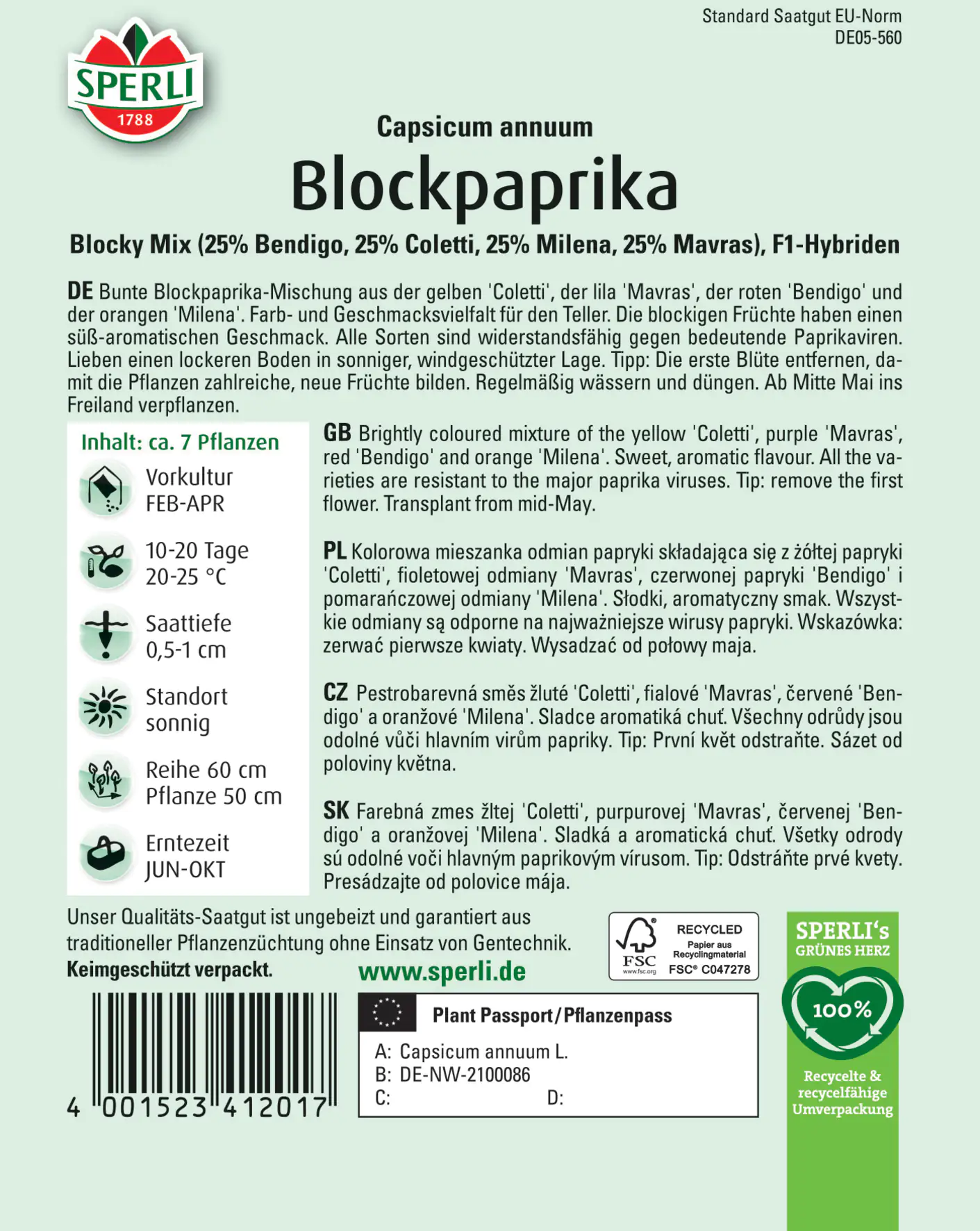 Sperli Blockpaprika Blocky Mix F1