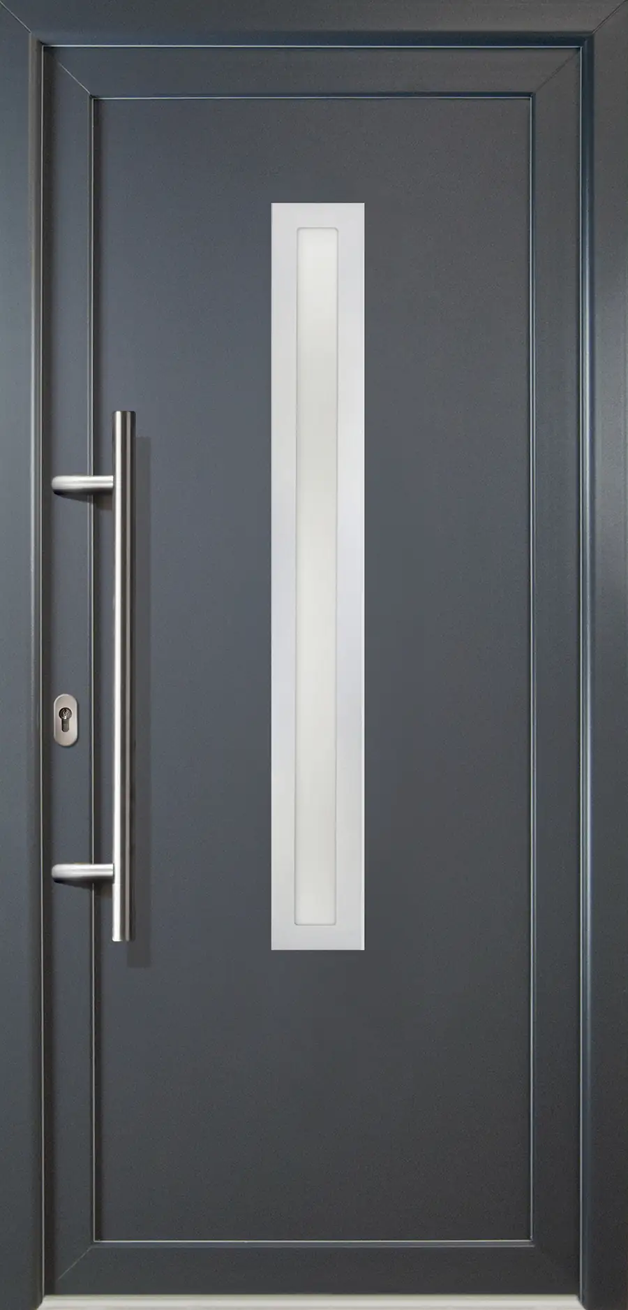 4060691161752 Meeth Haustür Signum PVC Exclusiv PVC Modell 70 88 x 200 cm, DIN links, weiß/titan