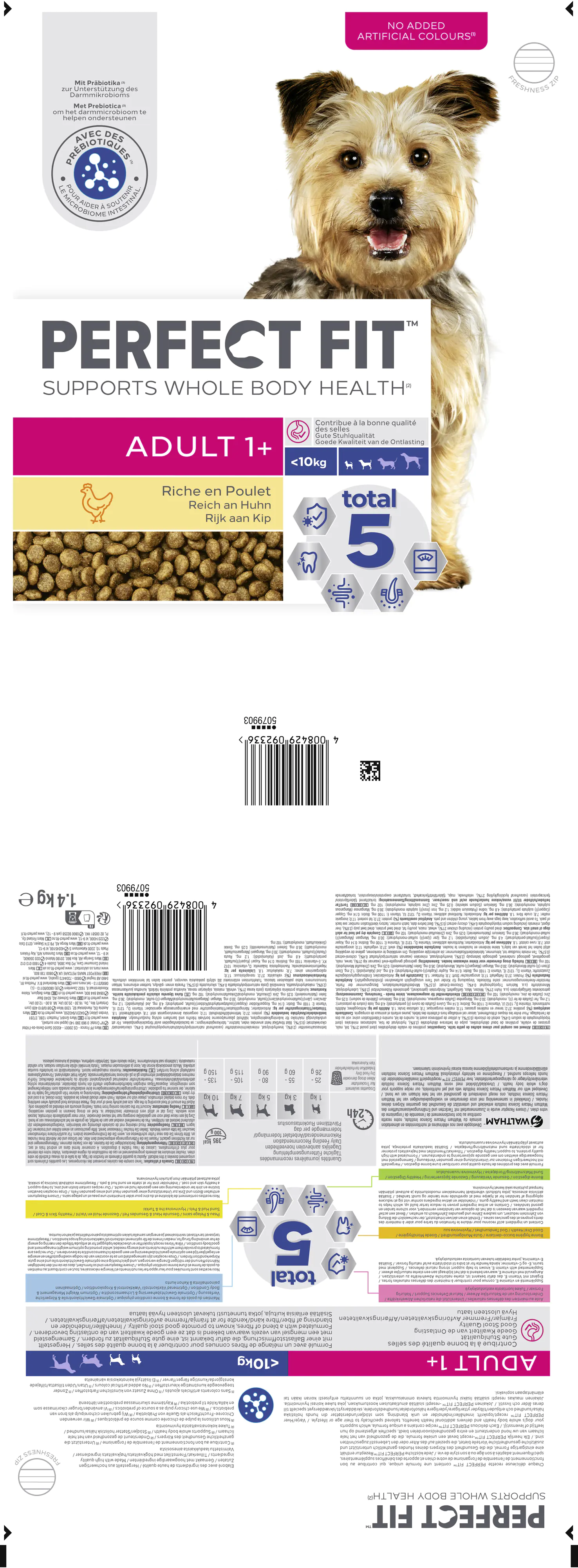 Perfect Fit Hundefutter Adult mit Huhn 1400 g Beutel, für Hunde unter 10kg