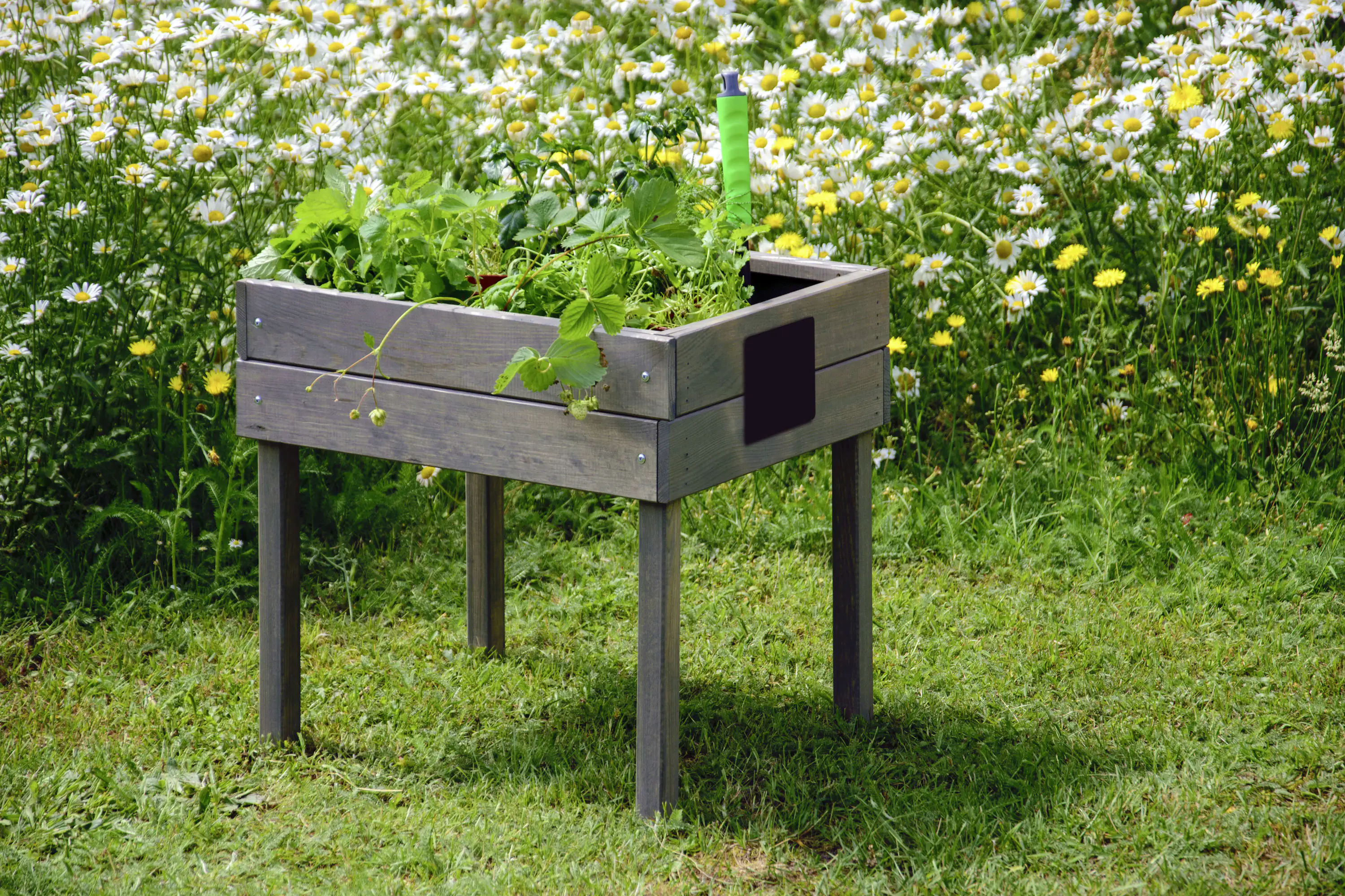 Dobar Kinder-Hochbeet mit Kreidetafel grau 50 x 40 x 45 cm