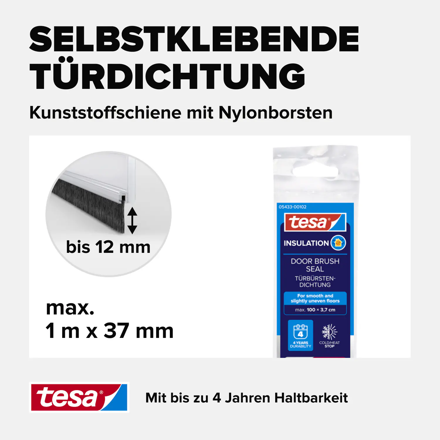 tesa Moll Türdichtschiene transparent, für Spalten bis 12 mm