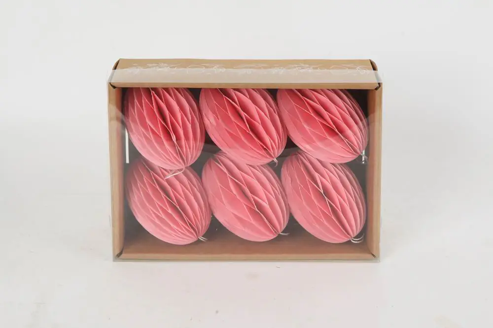 TrendLine Osterei Deko zum aufhängen Papier Ø 6 x 8 cm rosa 6er Set