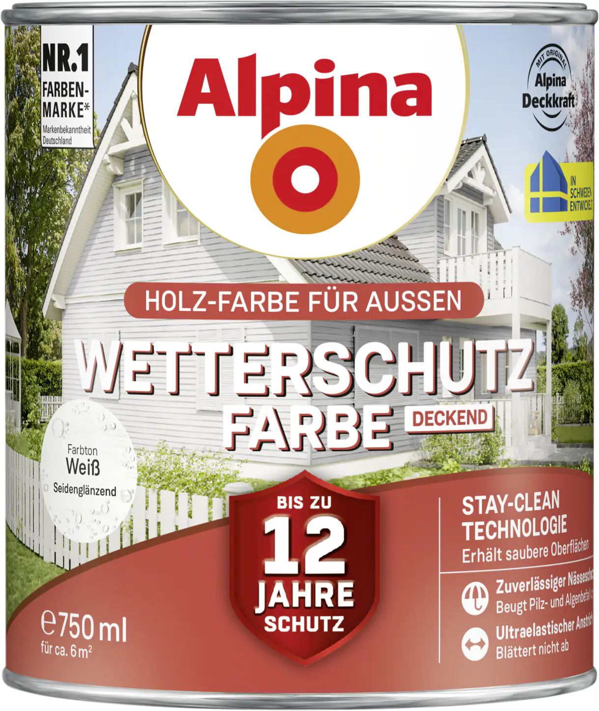 Alpina Wetterschutzfarbe deckend 0,75 L weiß Alpina Wetterschutzfarbe deckend 0,75 L weiß