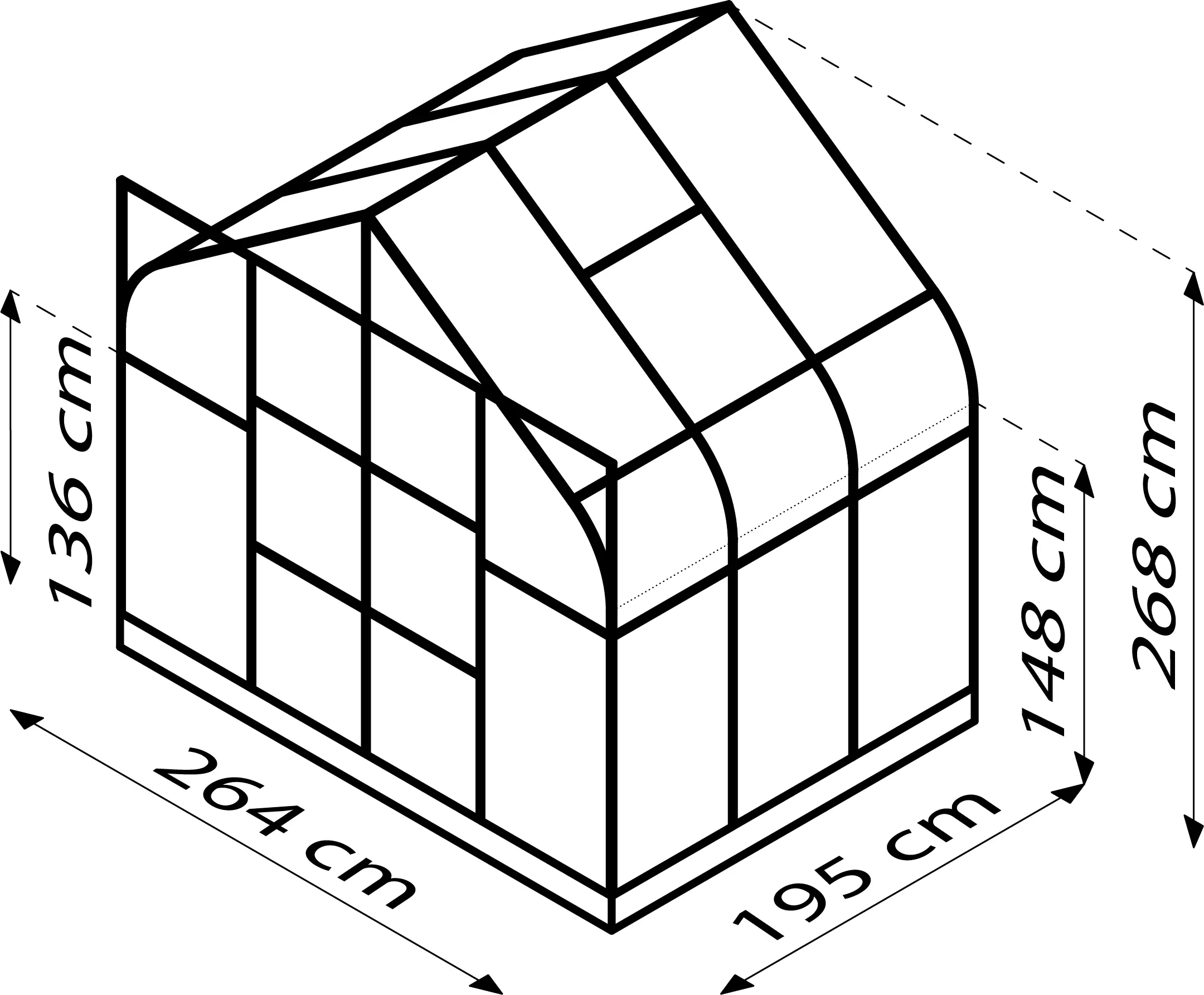 Vitavia Gewächshaus-Set Dione 5000 HKP 4 mm schwarz 254 x 192 cm