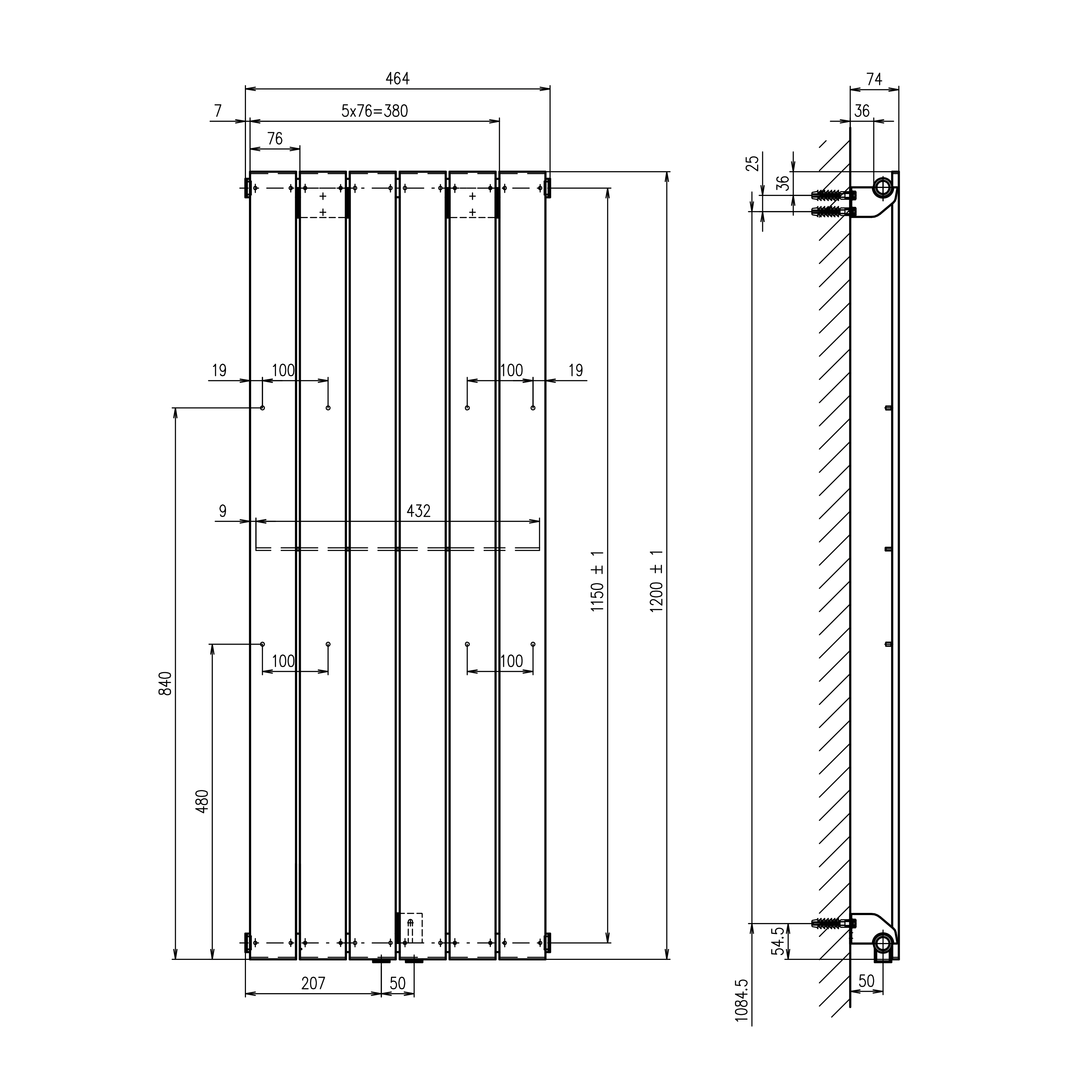 Schulte Badheizkörper Aachen 120 x 46,4 cm 1260 Watt