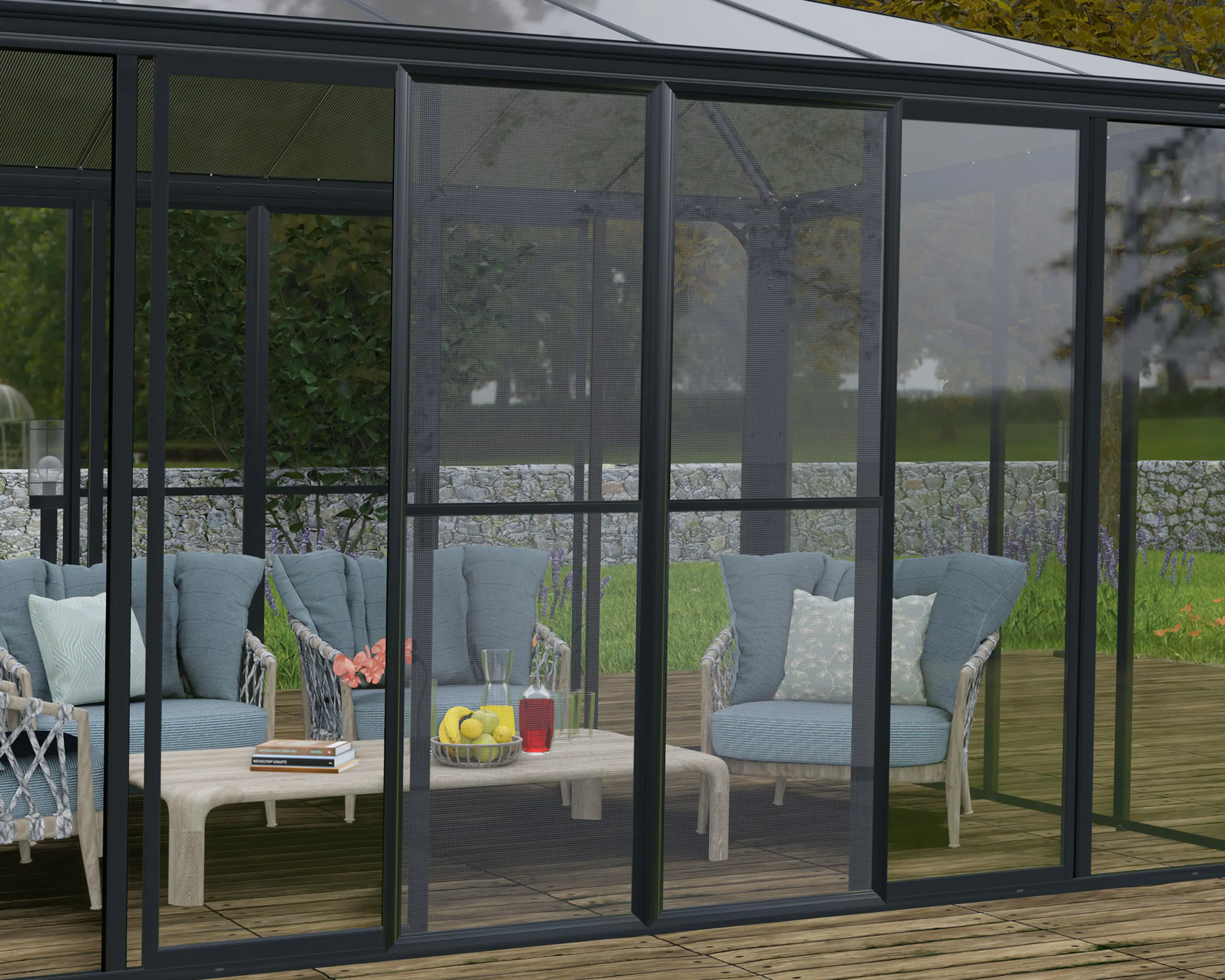 Canopia Pavillon Fliegengittertür Ledro 137 x 205 cm Alu grau