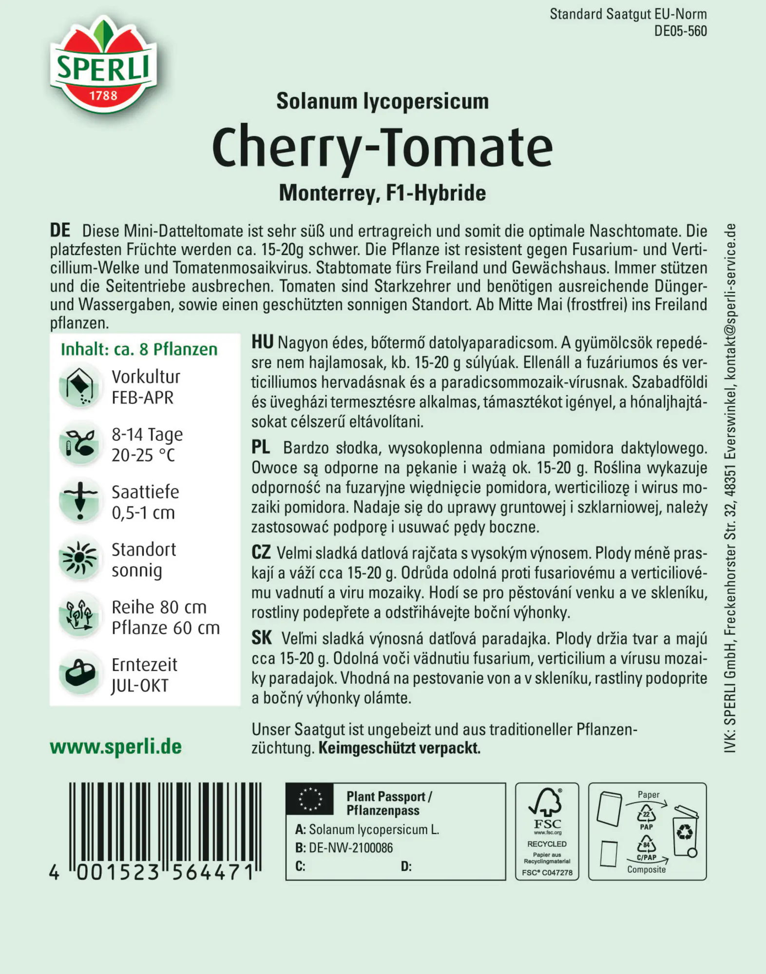 Sperli Cherrytomate Monterrey F1