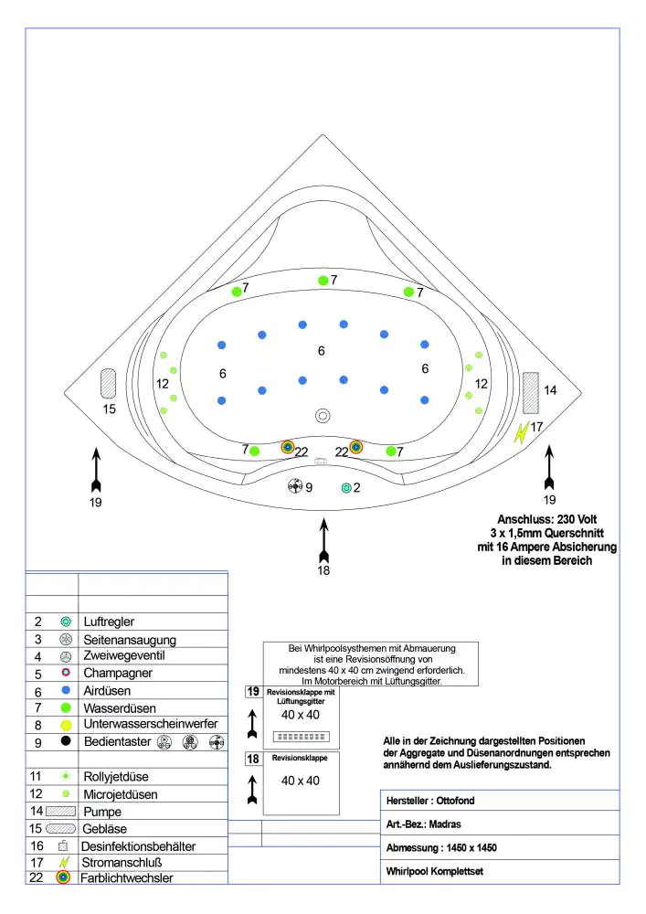 Ottofond Whirlpool-Komplettset Madras 145 cm, weiß