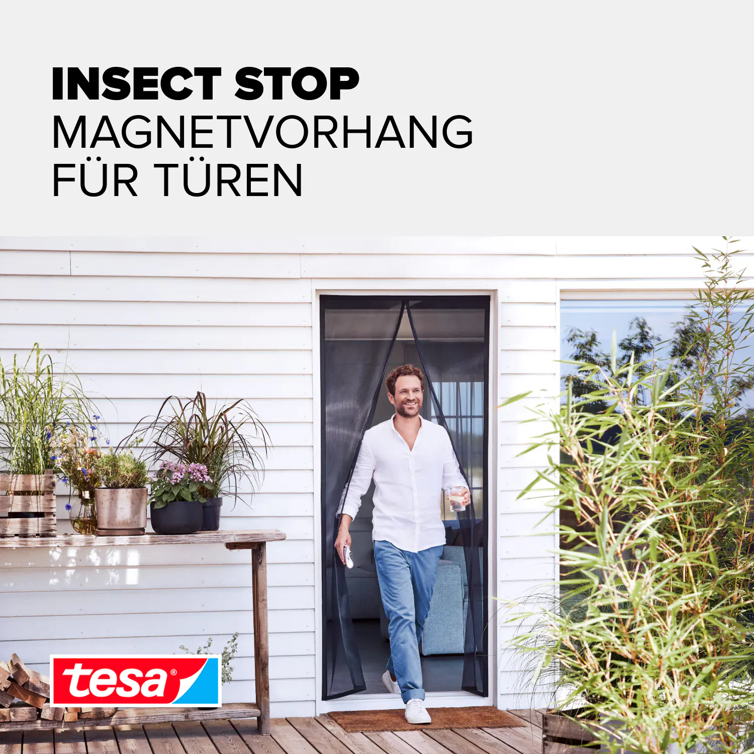 tesa Fliegengitter Magnetvorhang 90 x 210 cm anthrazit