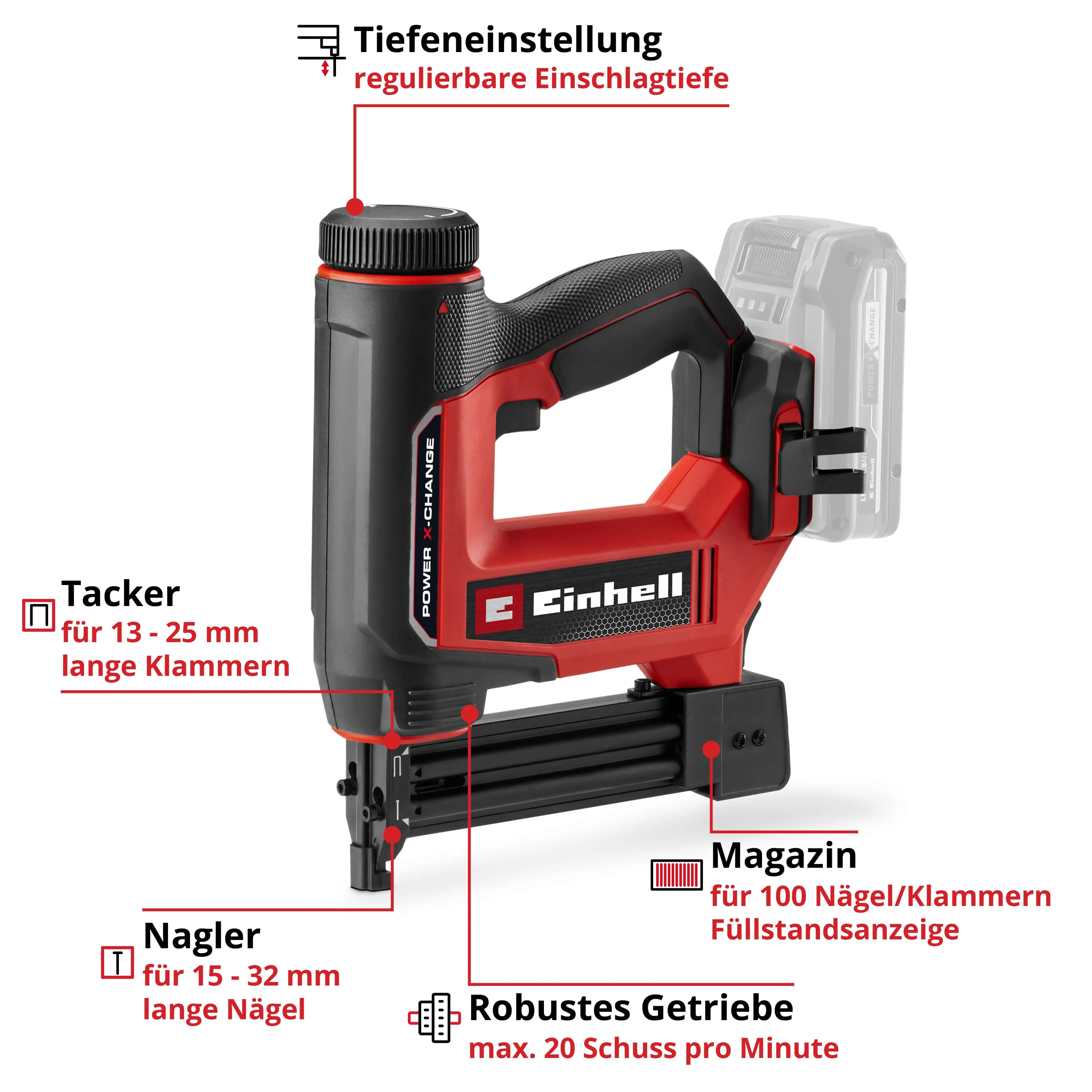 Einhell Expert Akku-Nagler TE-CN 18/32 Li Solo