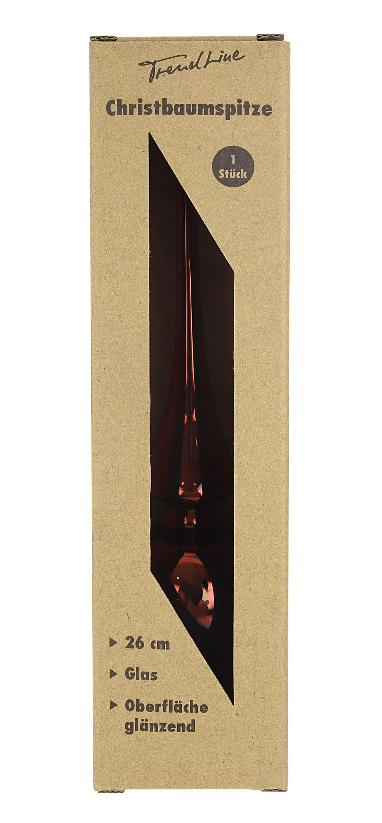 TrendLine Christbaumspitze aus Glas 26 cm ochsenblut glänzend