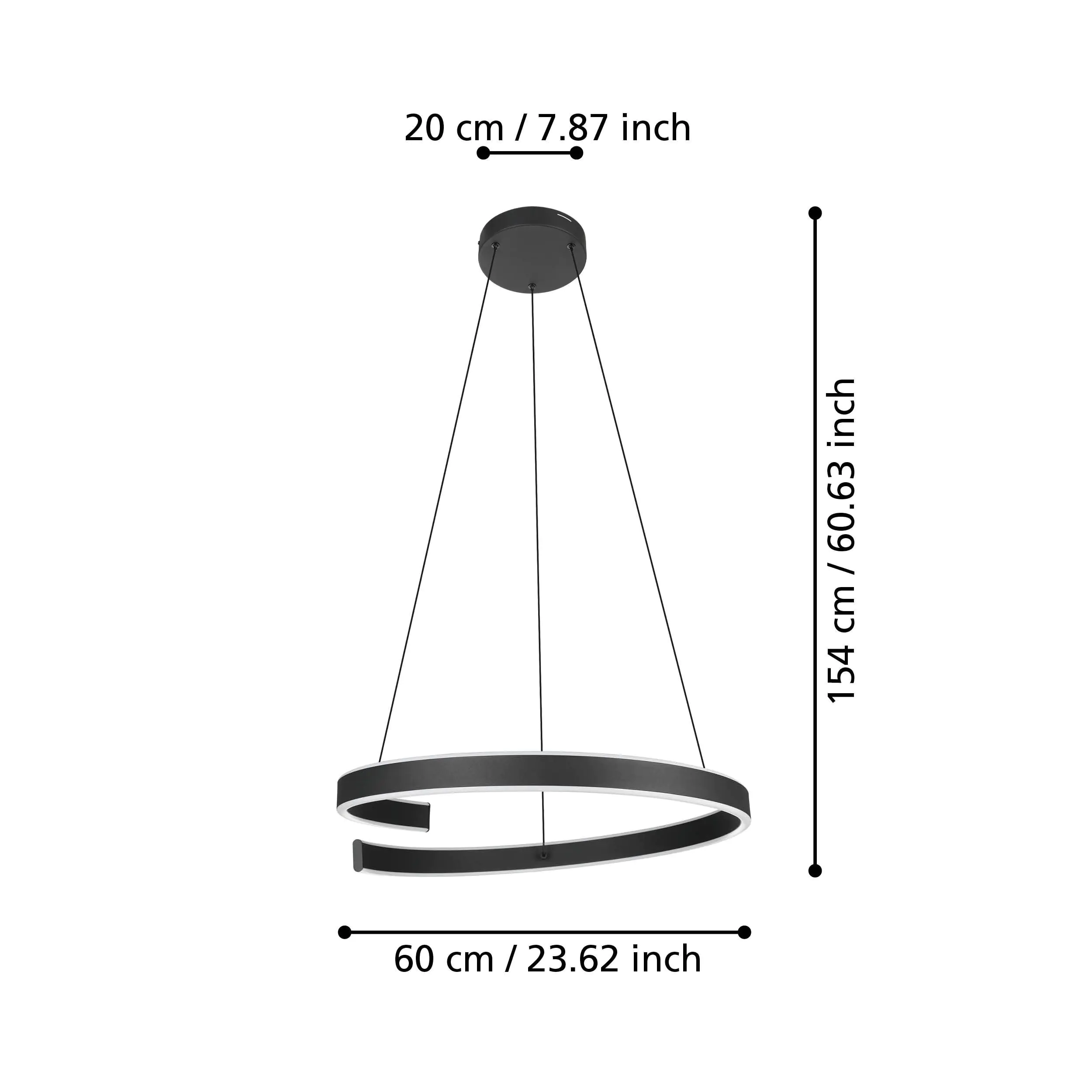 Eglo Connect LED Pendelleuchte Andabaia-Z schwarz 60 x 154 cm
