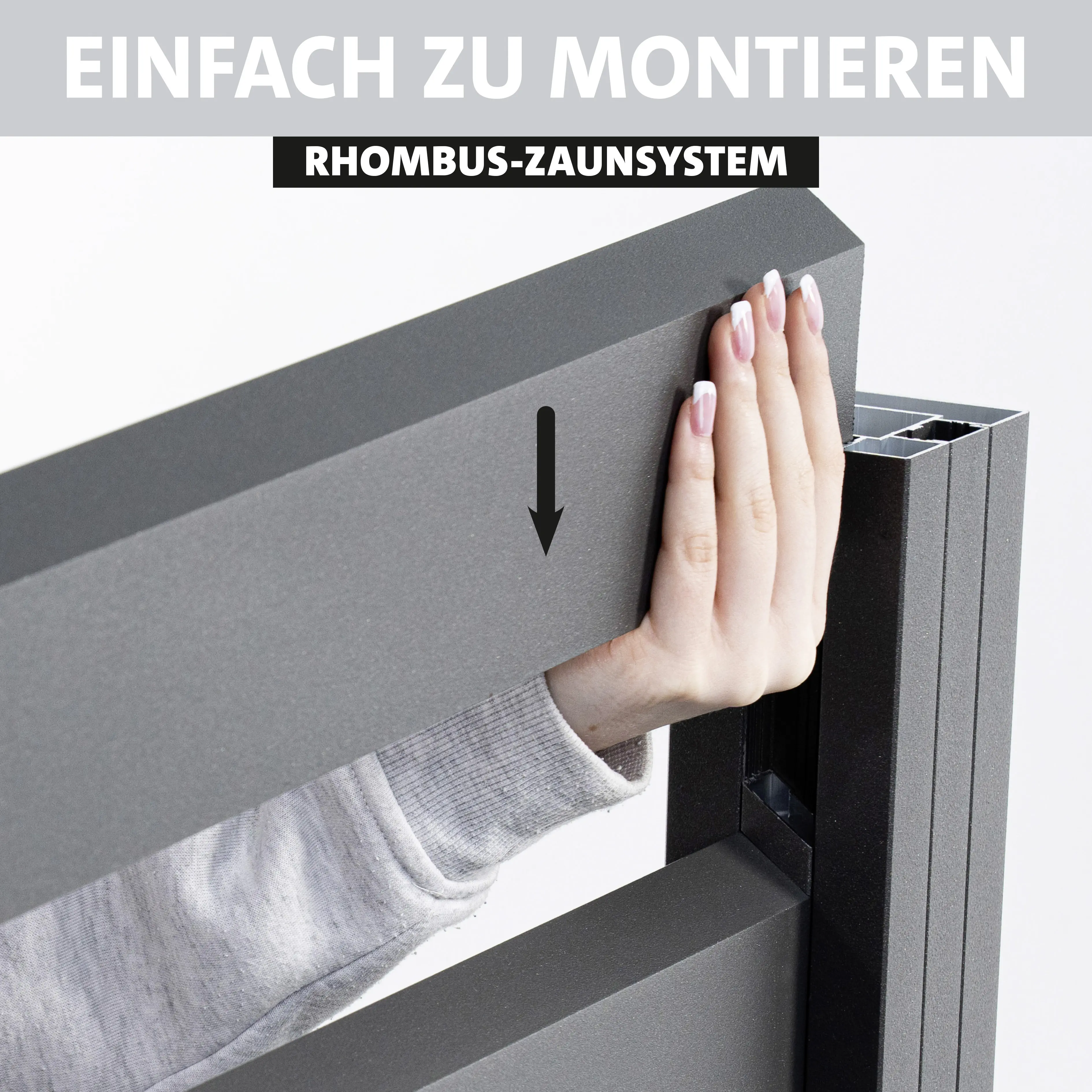 Ambiente Alu-Zaun Erweiterungsset Rhombus MAXI 187 x 184,2 cm grau 