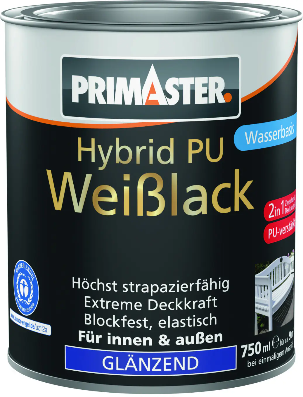 Primaster Hybrid PU-Weißlack weiß glänzend 750 ml