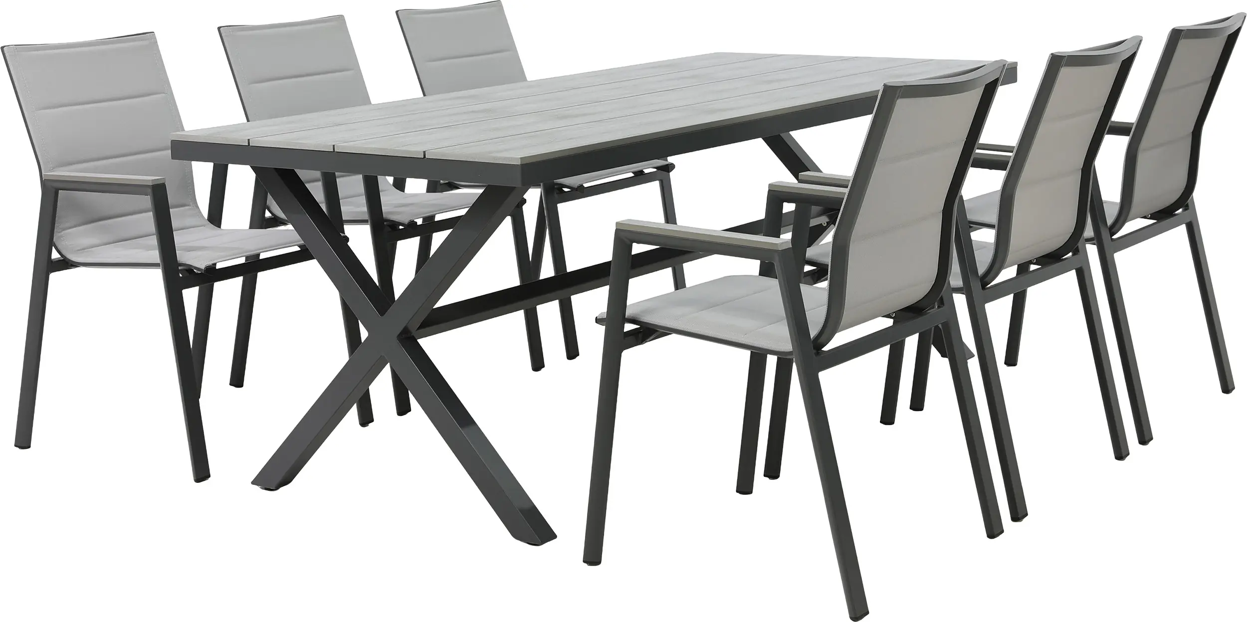 Primaster Garten-Essgruppe Milos 6 Personen Aluminium dunkelgrau/anthrazit