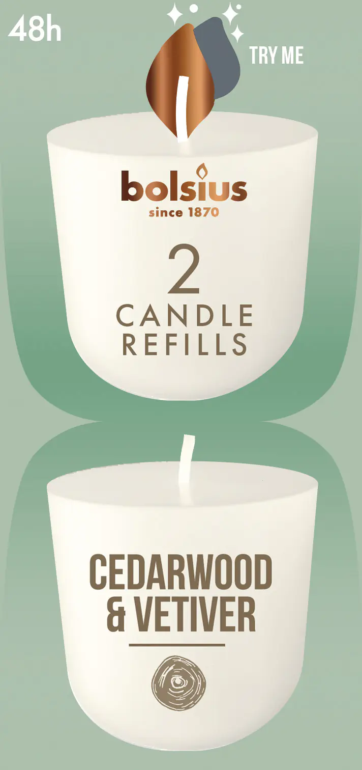 Bolsius Cleanlight Duft-Nachfüller 2er Pack zedernholz & vetiver
