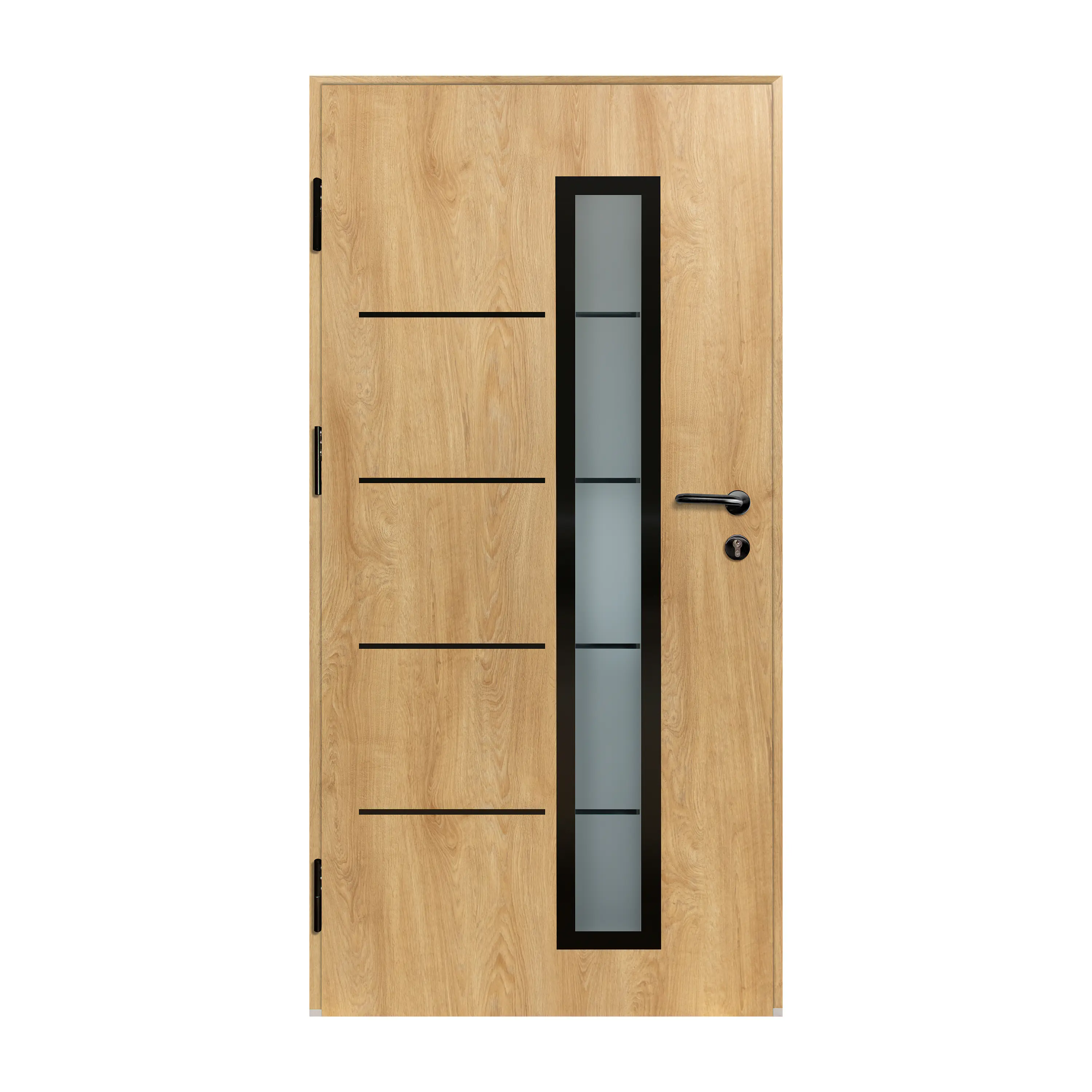 Splendoor Haustür Passivedoor Premium B06 Aluminium/Stahl Eiche BlackDesign DIN links 98 x 208 cm mit Tastatur & Fingerscan