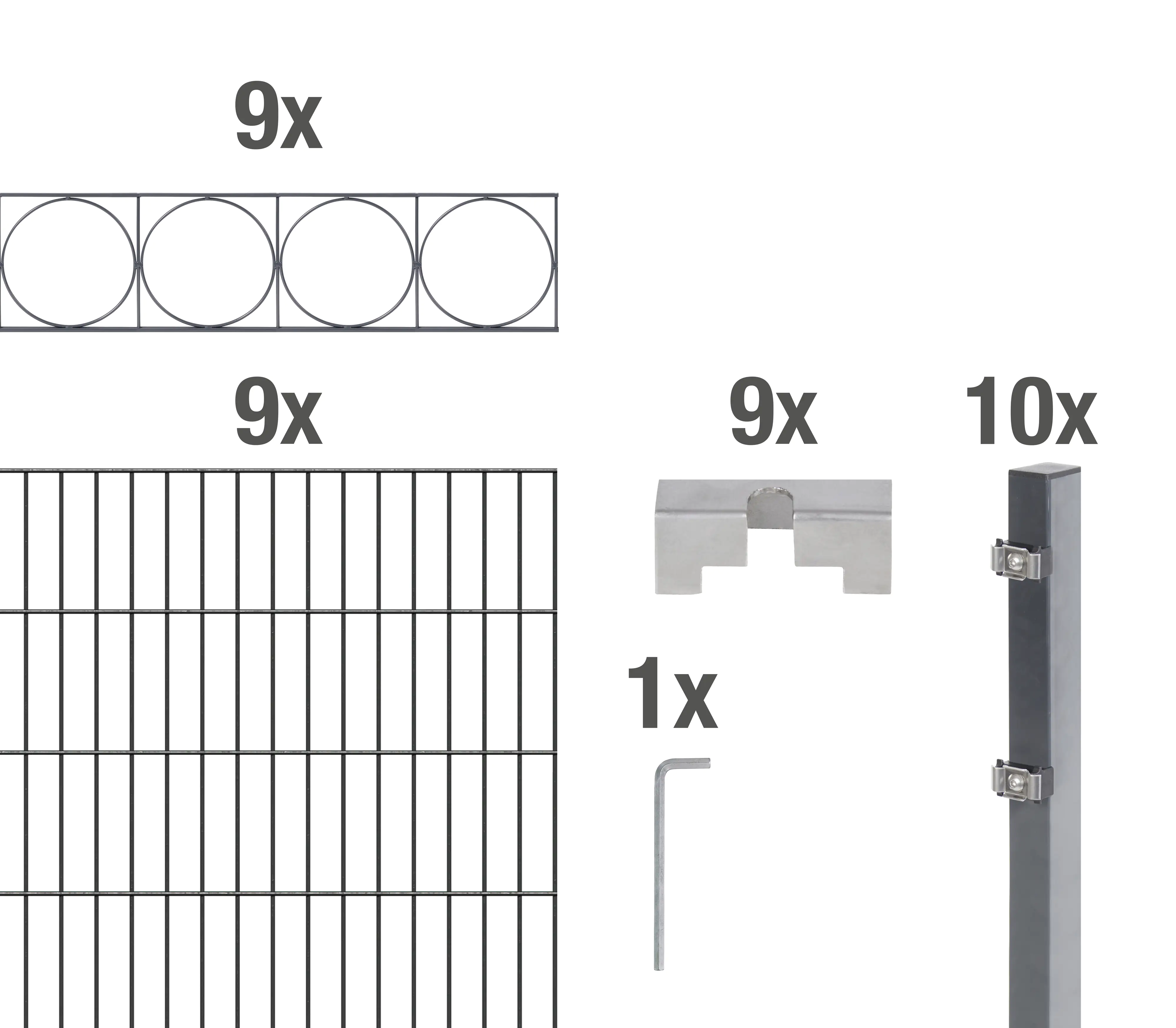 Alberts Doppelstabmatten-Grundset Oslo 200 x 100 cm 18 m anthrazit
