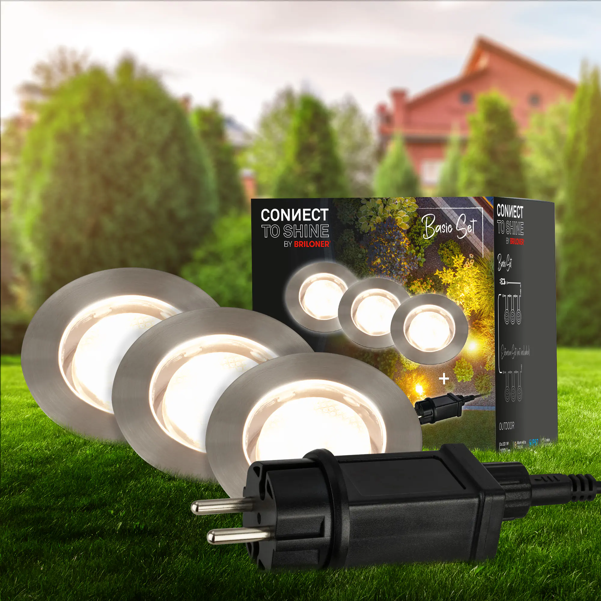 Briloner LED Außen-Bodenstrahler Connect to Shine 3er Starterset 10W warmweiß Briloner LED Außen-Bodenstrahler Connect to Shine 3er Starterset 10W warmweiß