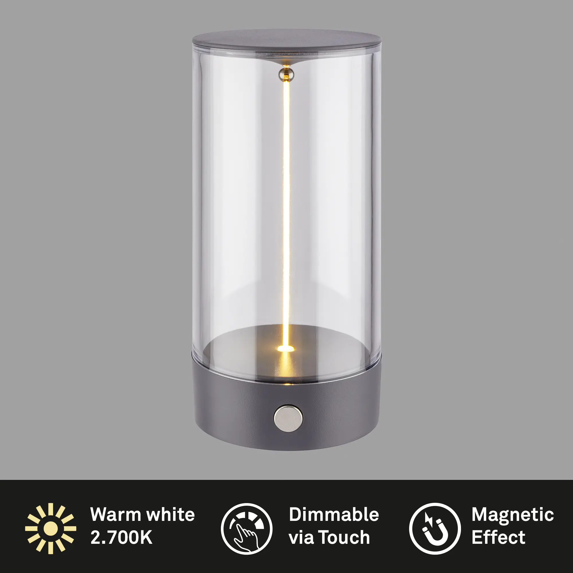 Briloner LED Akku-Tischleuchte Wiggle anthrazit 15 cm warmweiß dimmbar Briloner LED Akku-Tischleuchte Wiggle anthrazit 15 cm warmweiß dimmbar