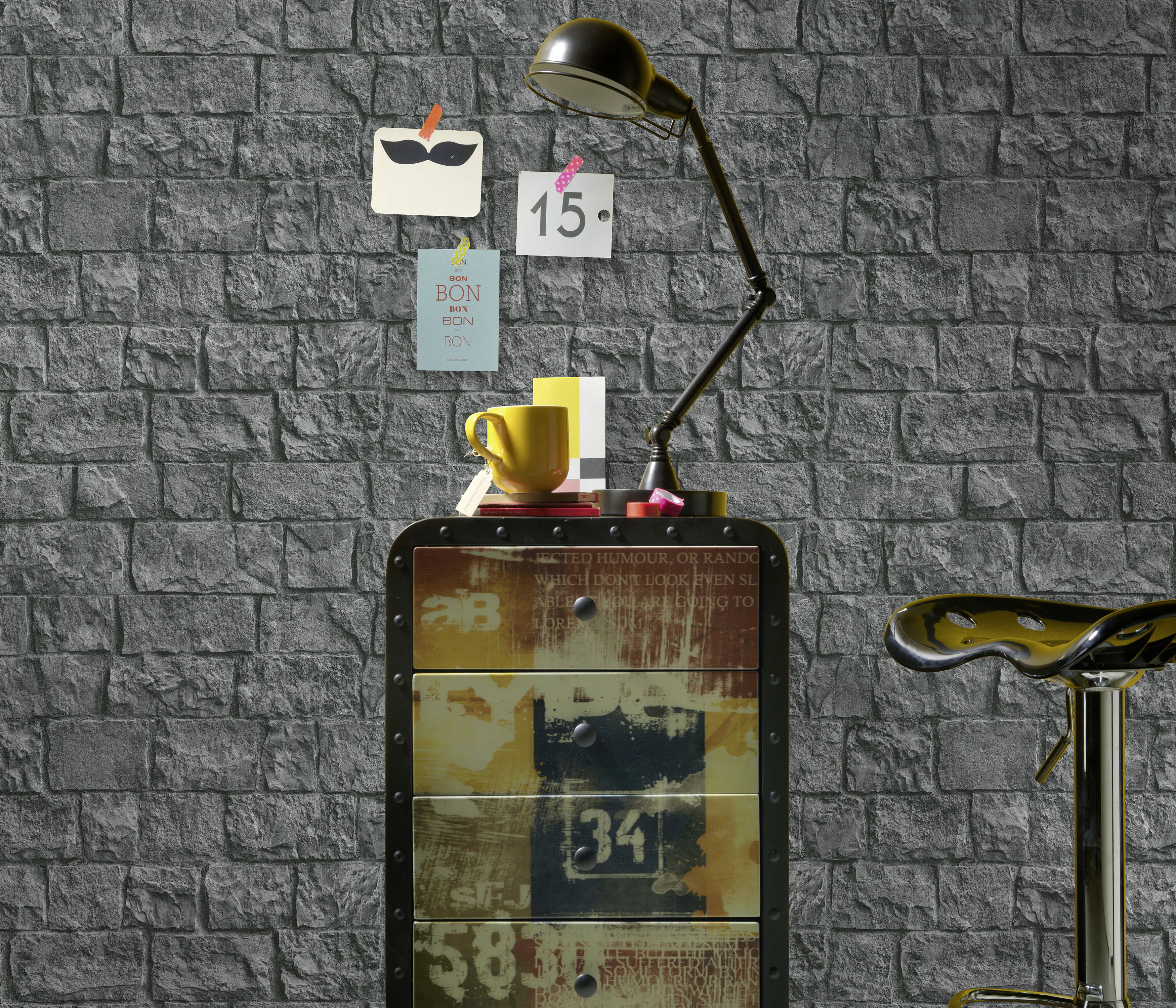 Erismann Vliestapete Stein grau 10,05 x 0,53 m