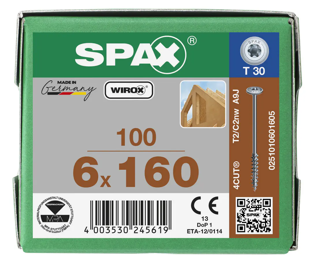 Spax Holzbauschrauben 6.0 x 160 mm TX 30 Tellerkopf - 100 Stk.