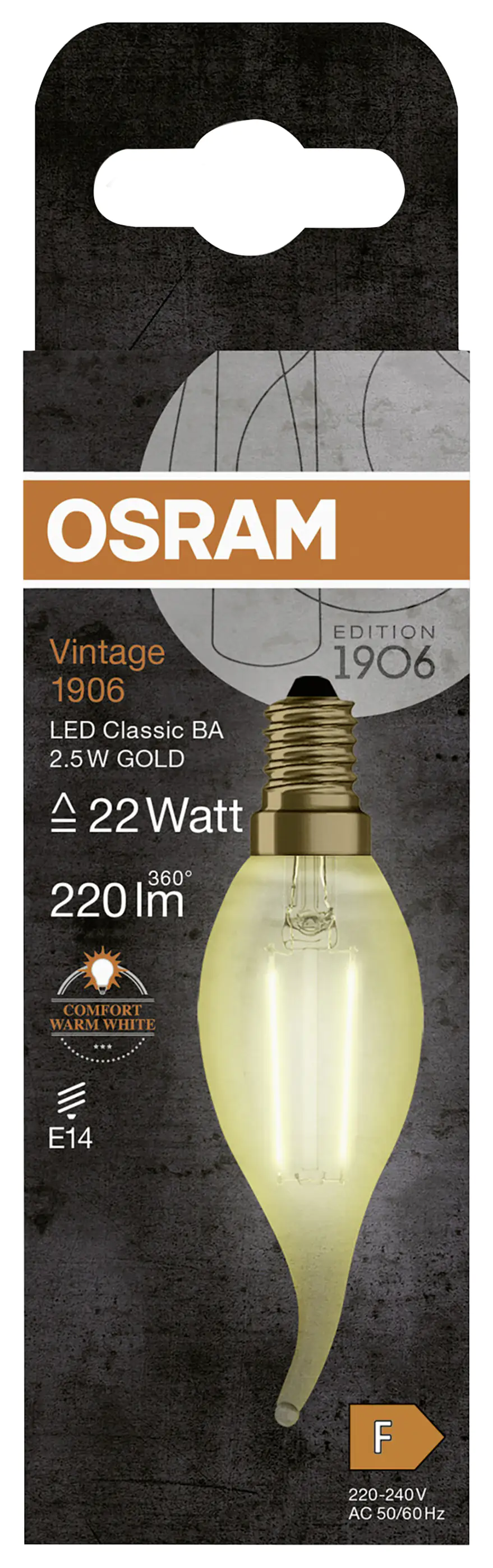 Osram LED Kerzenlampe BA22 E14 2,5 W warmweiß amber