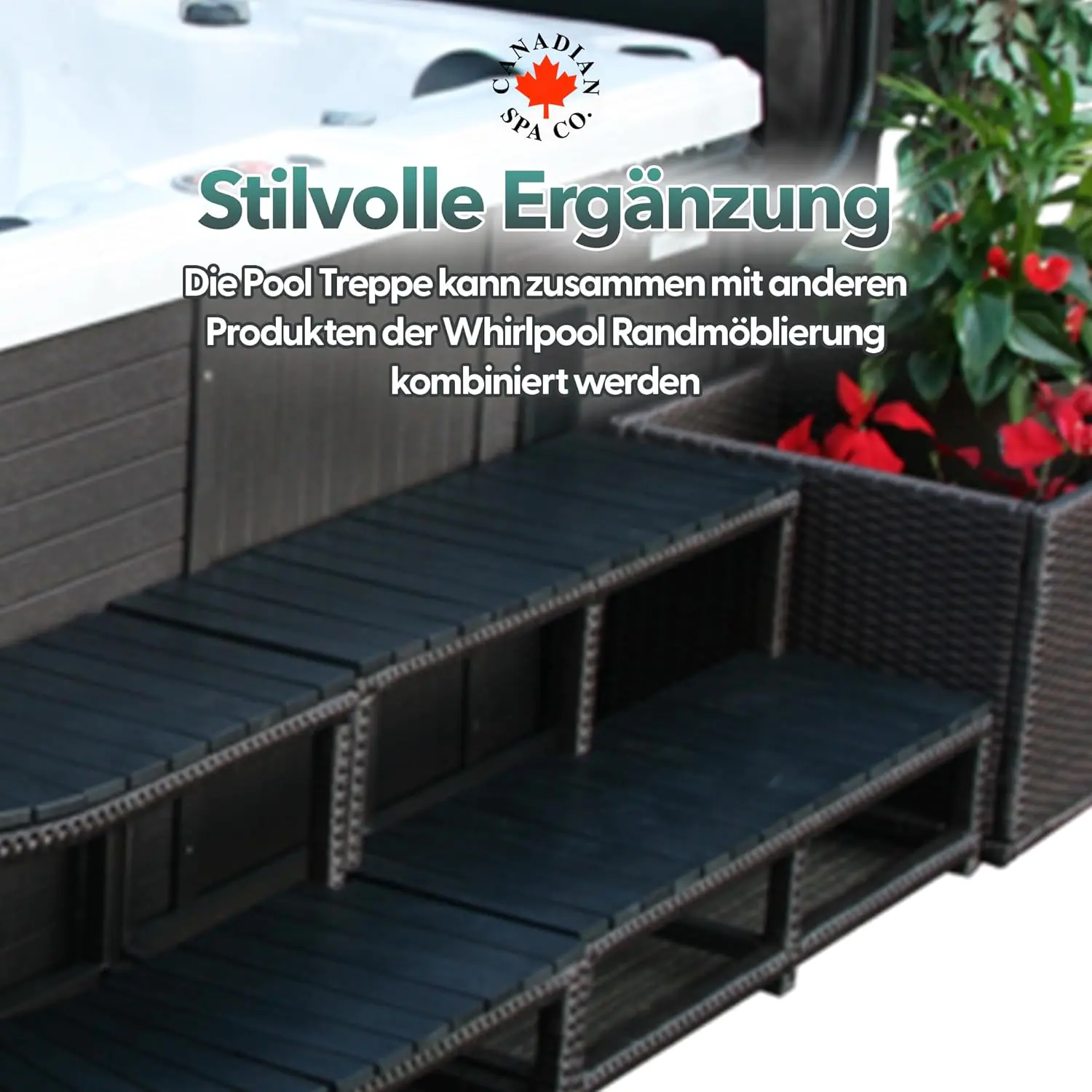 Canadian Spa Treppenstufen für 2,3 m lange Whirlpools dunkelbraun Canadian Spa Treppenstufen für 2,3 m lange Whirlpools dunkelbraun