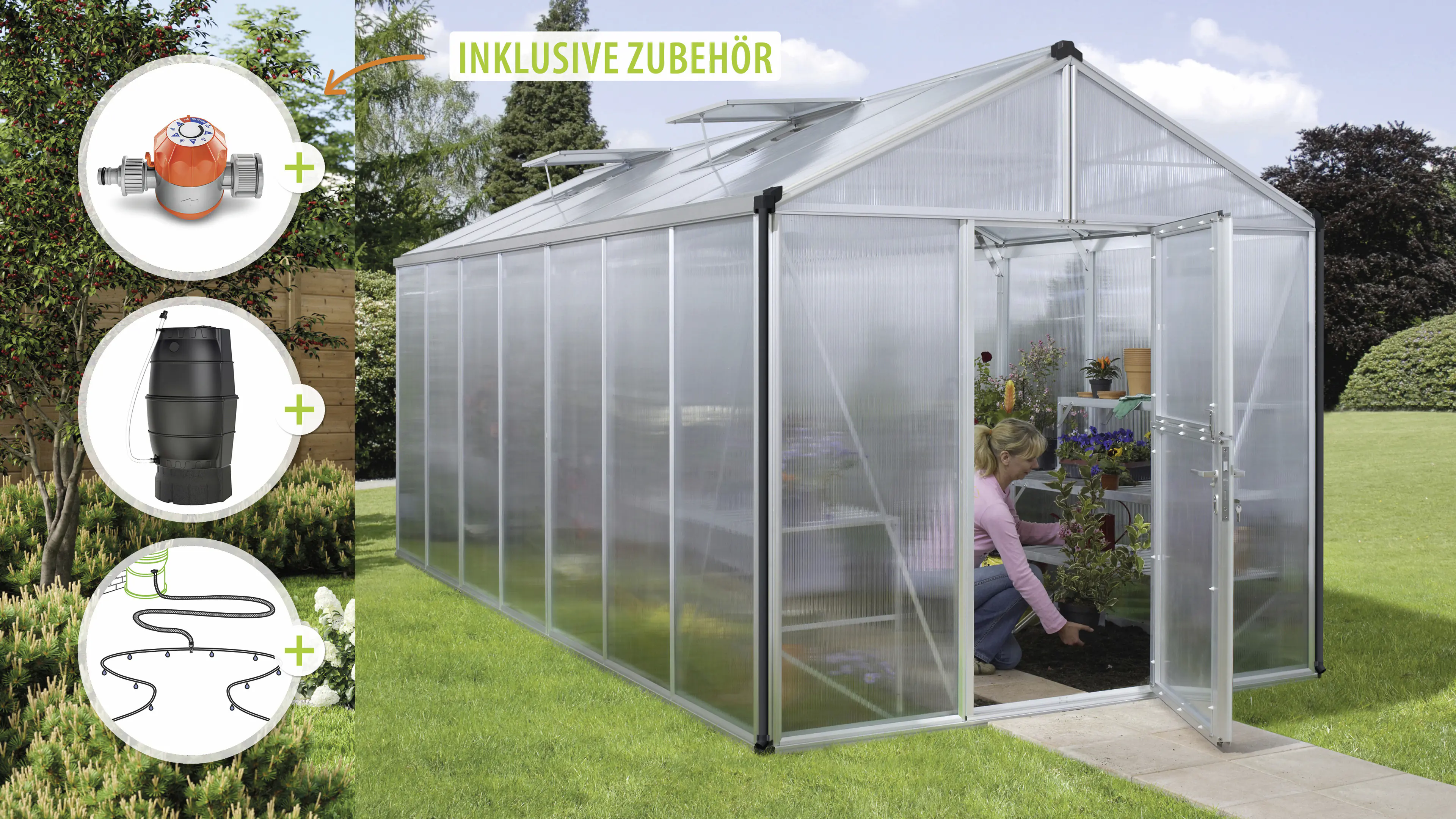 Vitavia Gewächshaus-Set Zeus 13800 HKP 16 mm alu 266 x 547 cm 