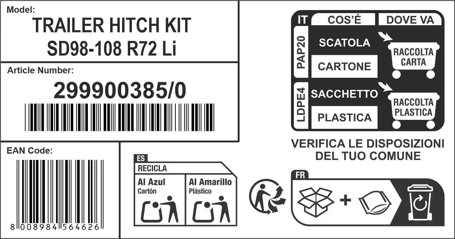 Alpina Anhängerkupplung Zugöse 98 - 108 cm für Alpina Rasentraktor AT3 108