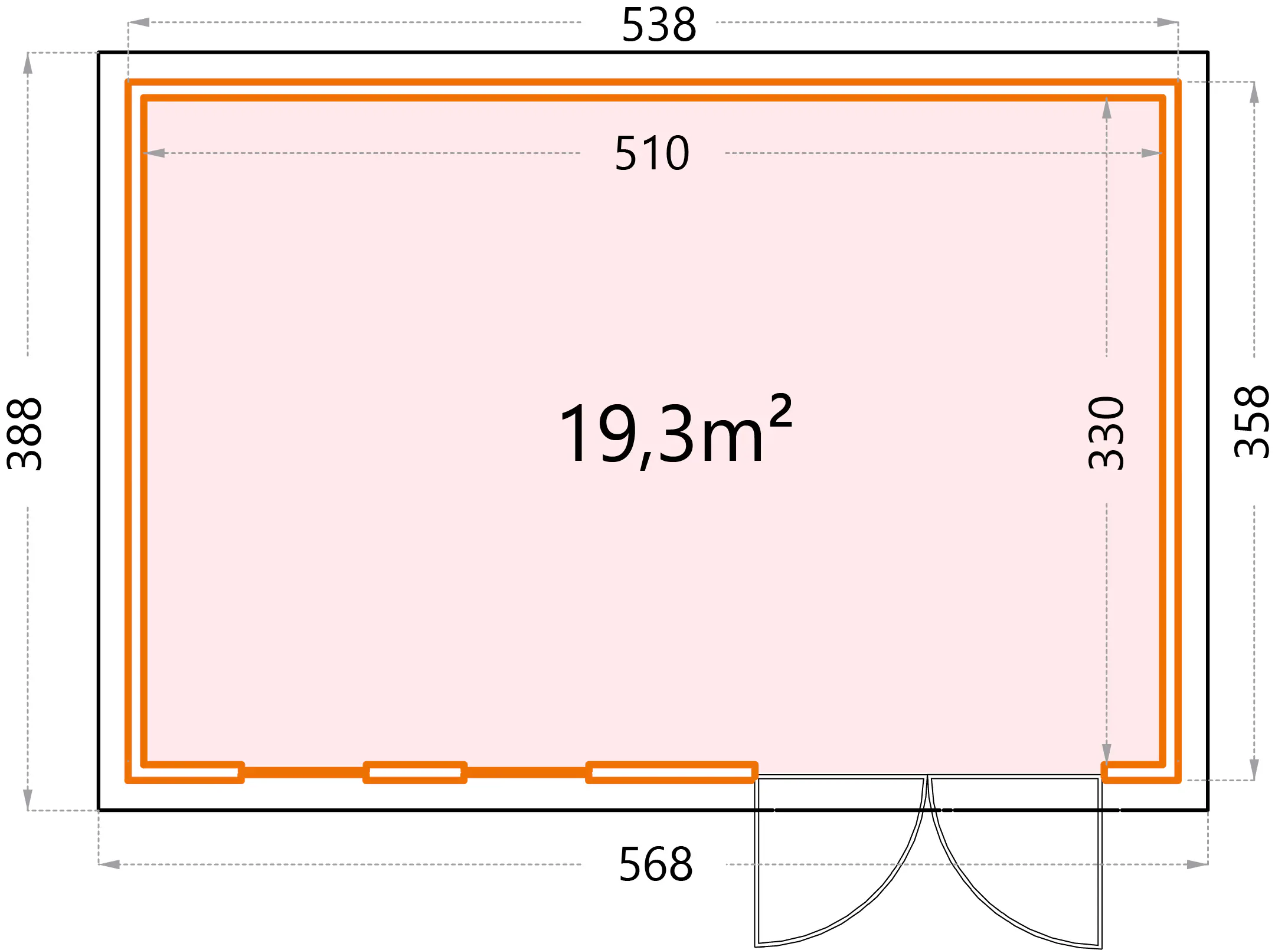 Telluria Gerätehaus Luminato 5436+ granitgrau 538 x 358 cm