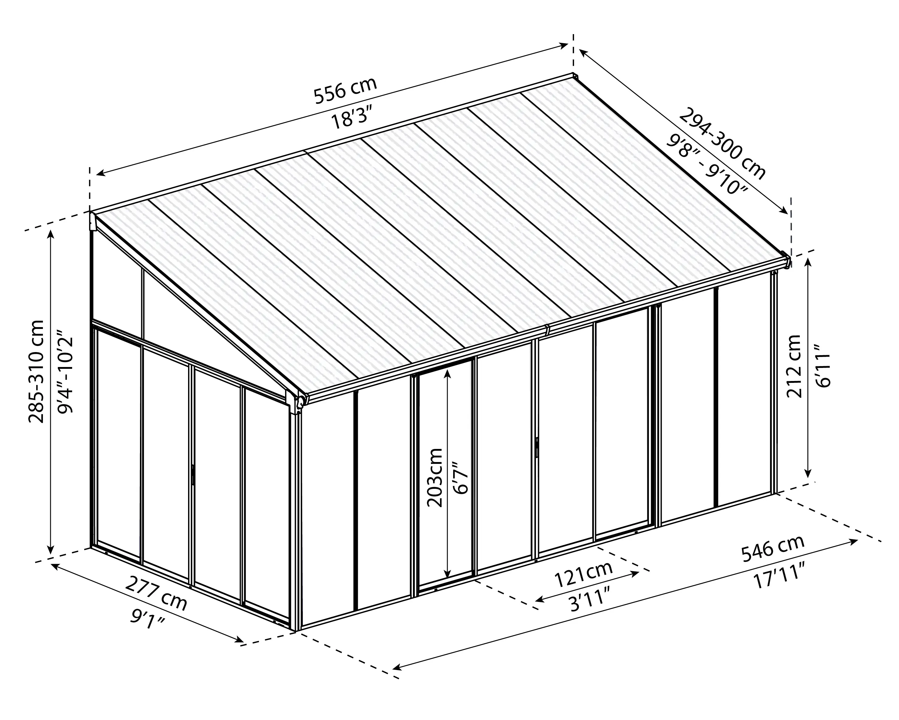 Canopia Wintergarten SanRemo 3x5.46 546 x 294-300 x 289-310 cm (BxTxH)