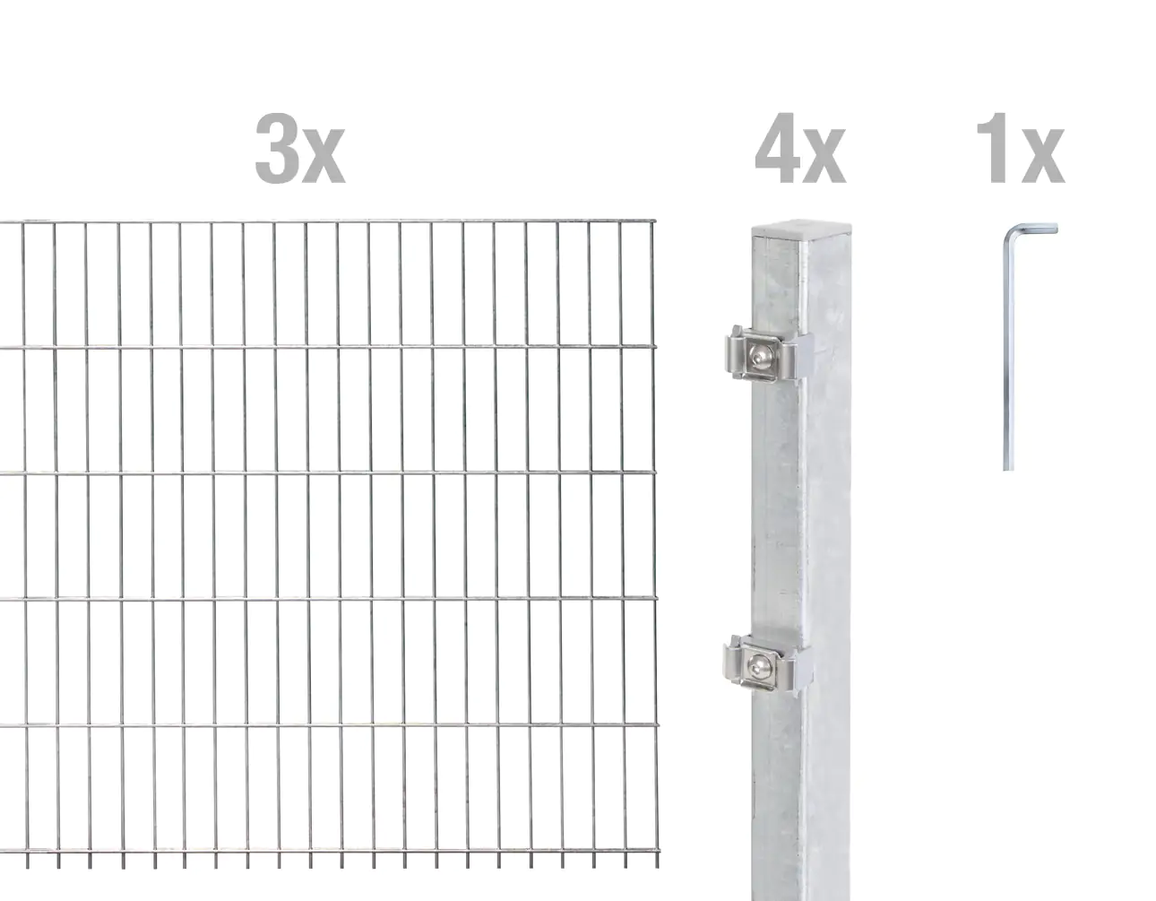 Alberts Doppelstabmatten-Grundset 6 m 200 x 80 cm 6/5/6 feuerverzinkt