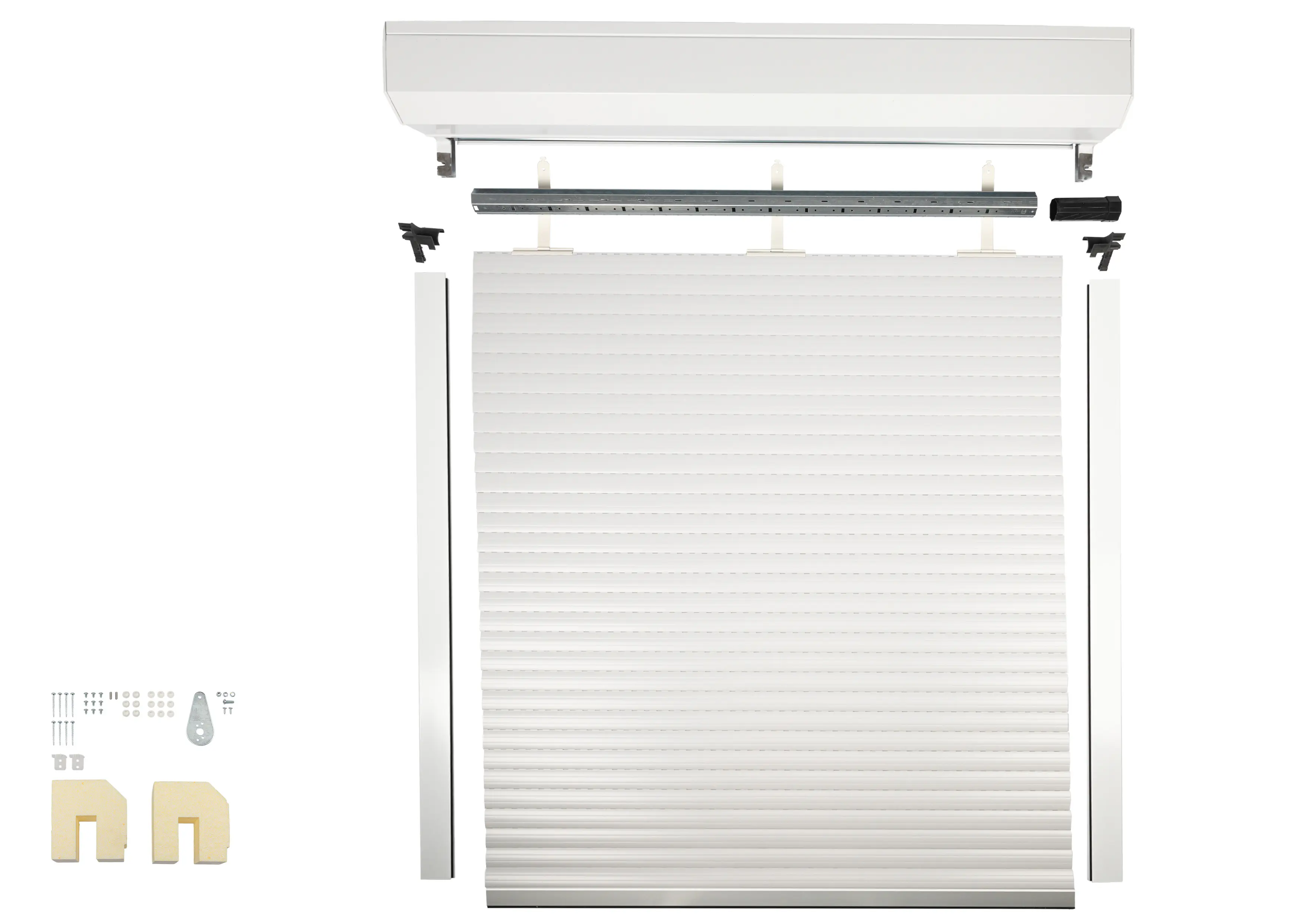 Schellenberg Vorbaurollladen-Set, 115 x 140 cm, 45°-Rollladenkasten, weiß/grau Schellenberg Vorbaurollladen-Set, 115 x 140 cm, 45°-Rollladenkasten, weiß/grau