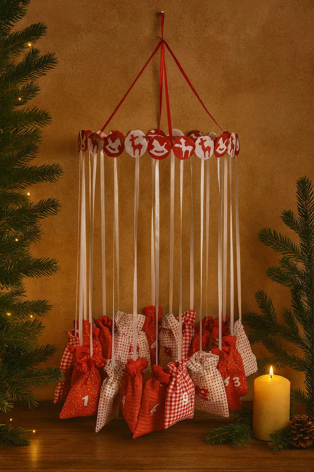 TrendLine Deko Adventskalender rot weiß zum befüllen