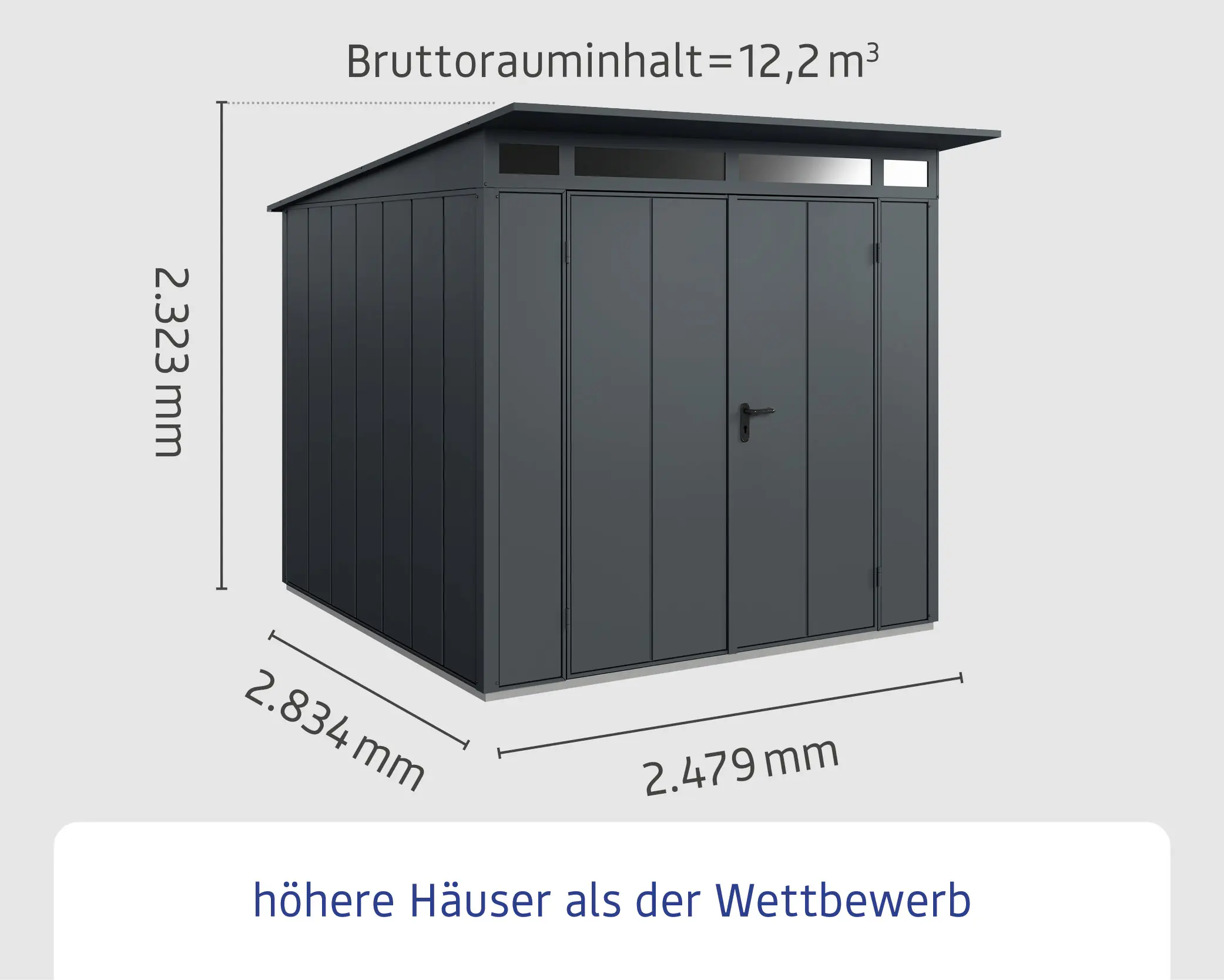 EcoStar Gerätehaus Elegant-P Typ 2 anthrazitgrau 247,9 x 283,4 x 232,3 cm