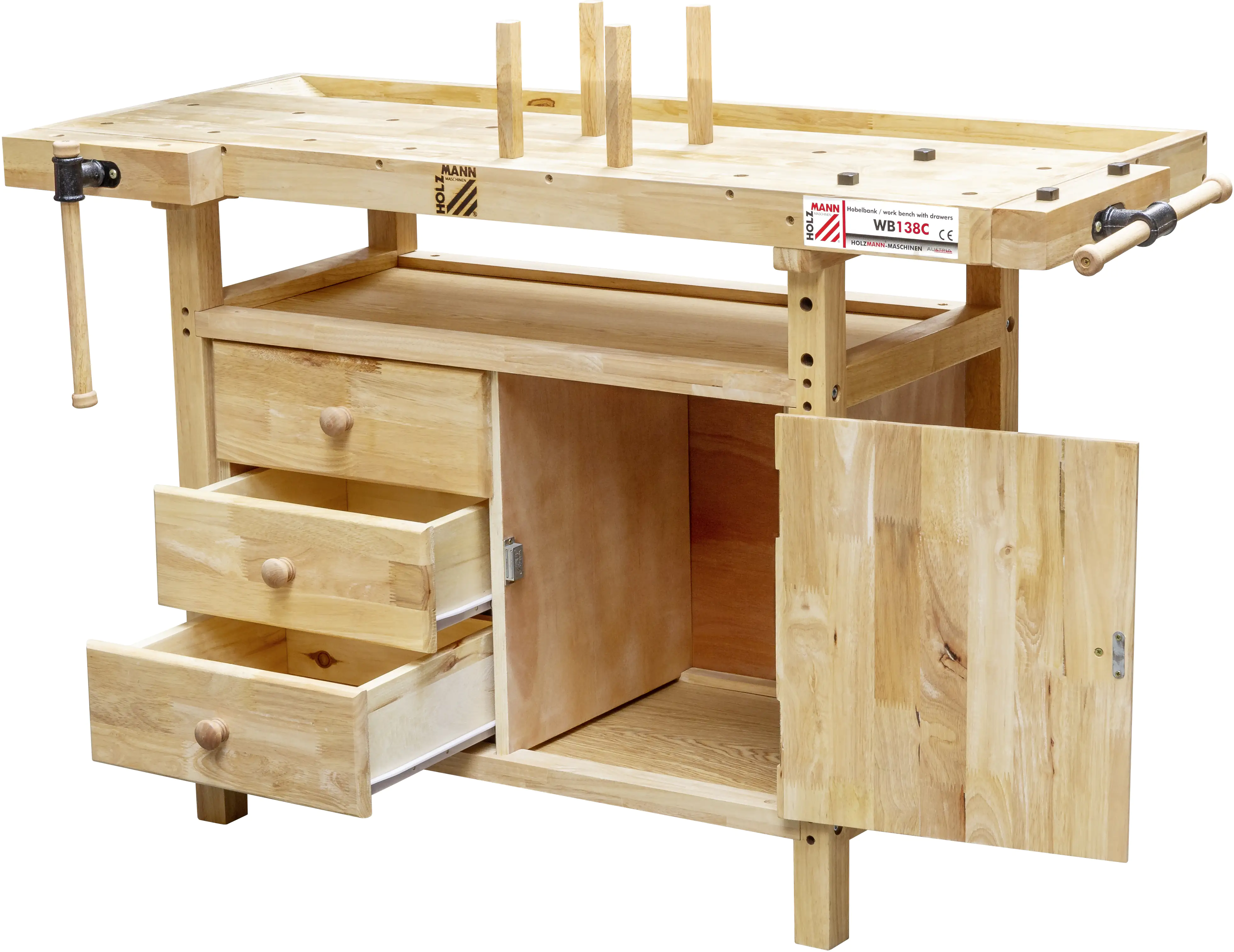 Holzmann Hobelbank WB138C inkl. 4 Bankhaken und Haltestäbe Holzmann Hobelbank WB138C inkl. 4 Bankhaken und Haltestäbe