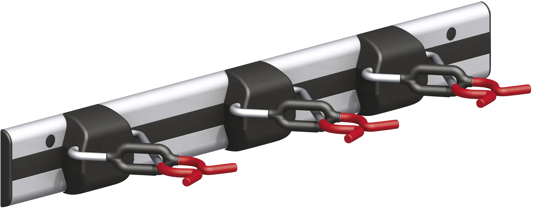 alfer x-star®-Set, Schiene mit Gerätehaltern 0.5 m, 500 mm rot gummiert alfer x-star®-Set, Schiene mit Gerätehaltern 0.5 m, 500 mm rot gummiert
