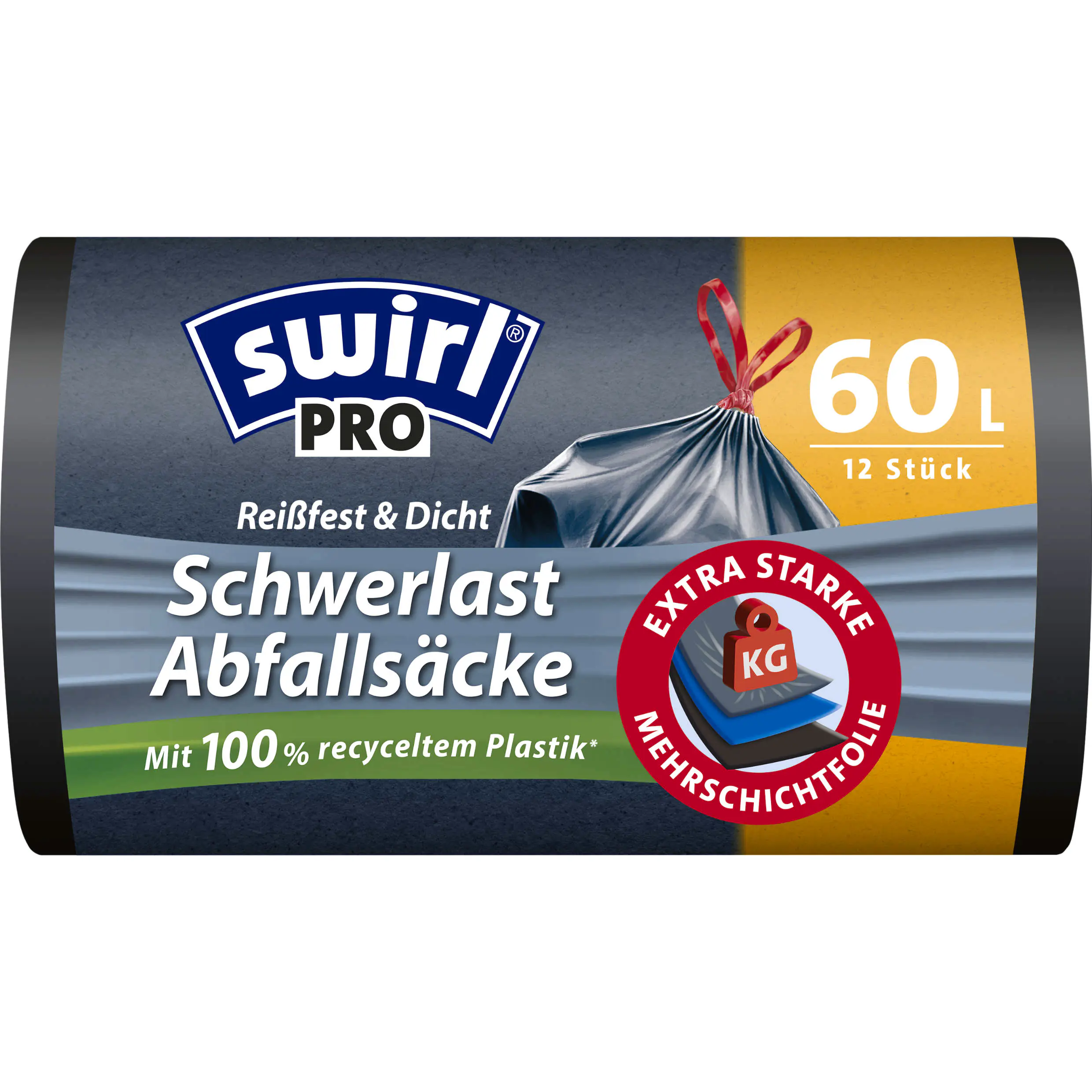 Swirl® Schwerlast-Säcke Profi mit Zugband 60 L Reißfest & Dicht