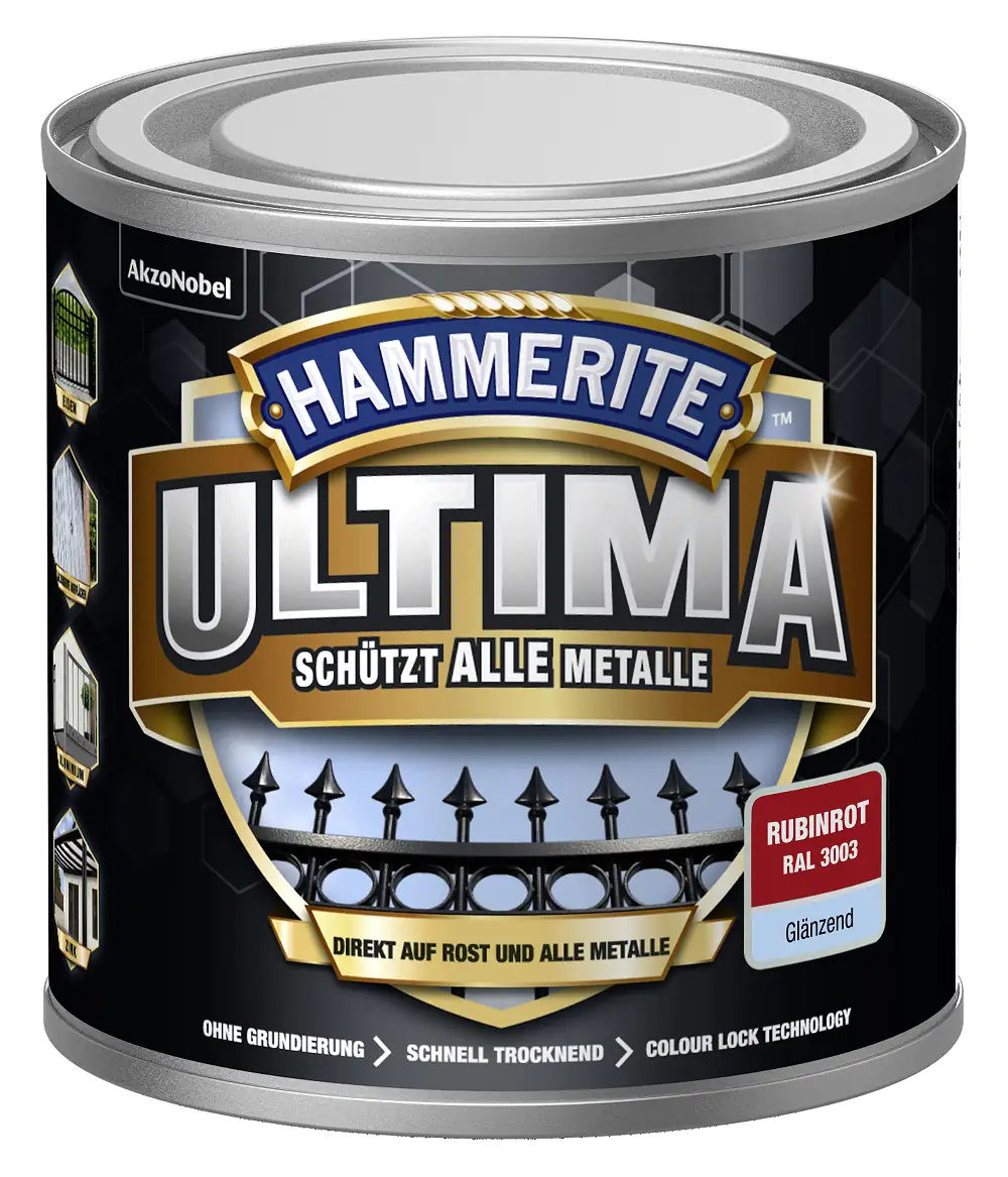 Hammerite Metallschutzlack ULTIMA glänzend rubinrot RAL 3003 250 ml