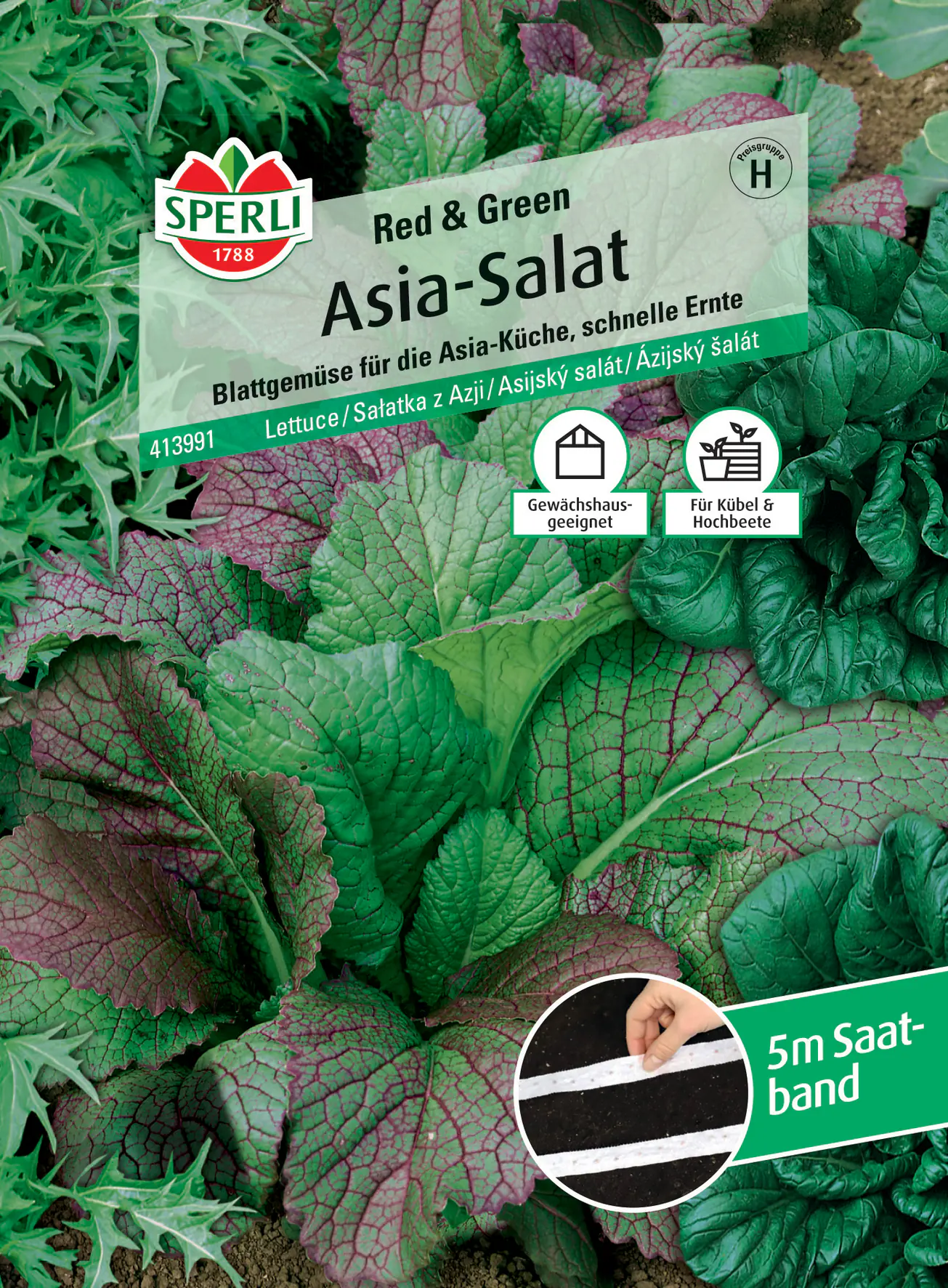 Sperli Saatgut Asia-Salatsamen Red & Green für bis zu 5 lfd. Meter