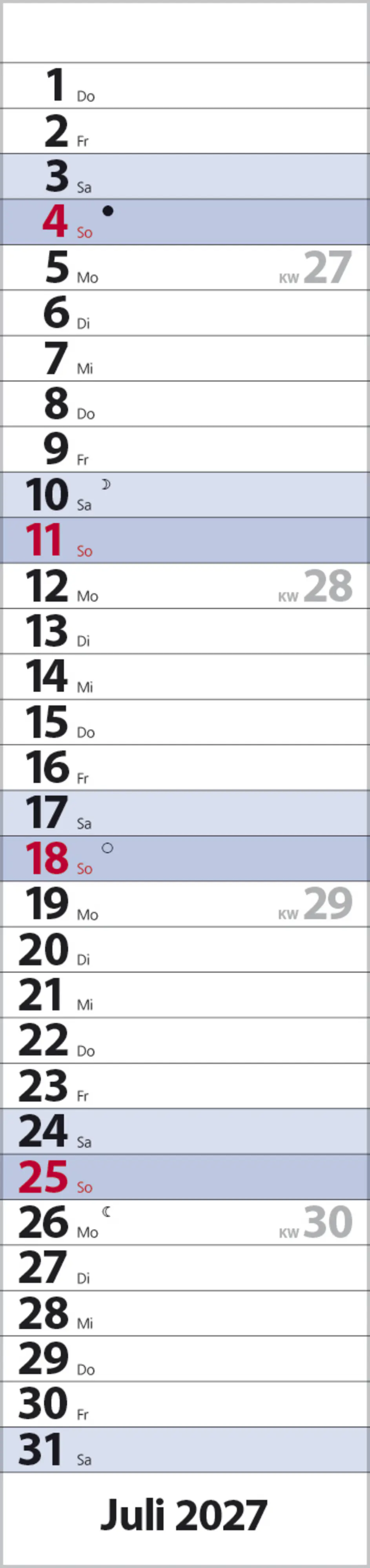Korsch Kalender Streifenplaner Compact 2027 blau