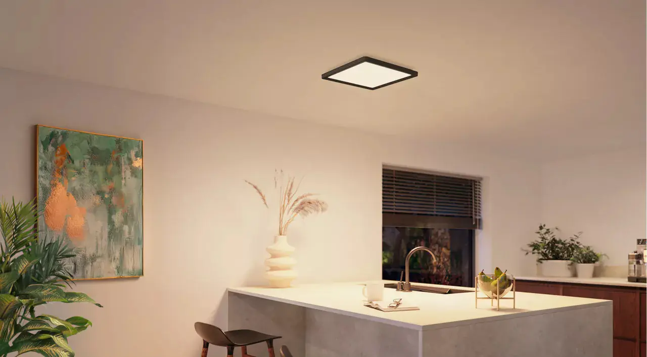 Philips Hue LED Deckenleuchte Tento + Wandschalter eckig schwarz 39,5 x 39,5 cm warmweiß-kaltweiß