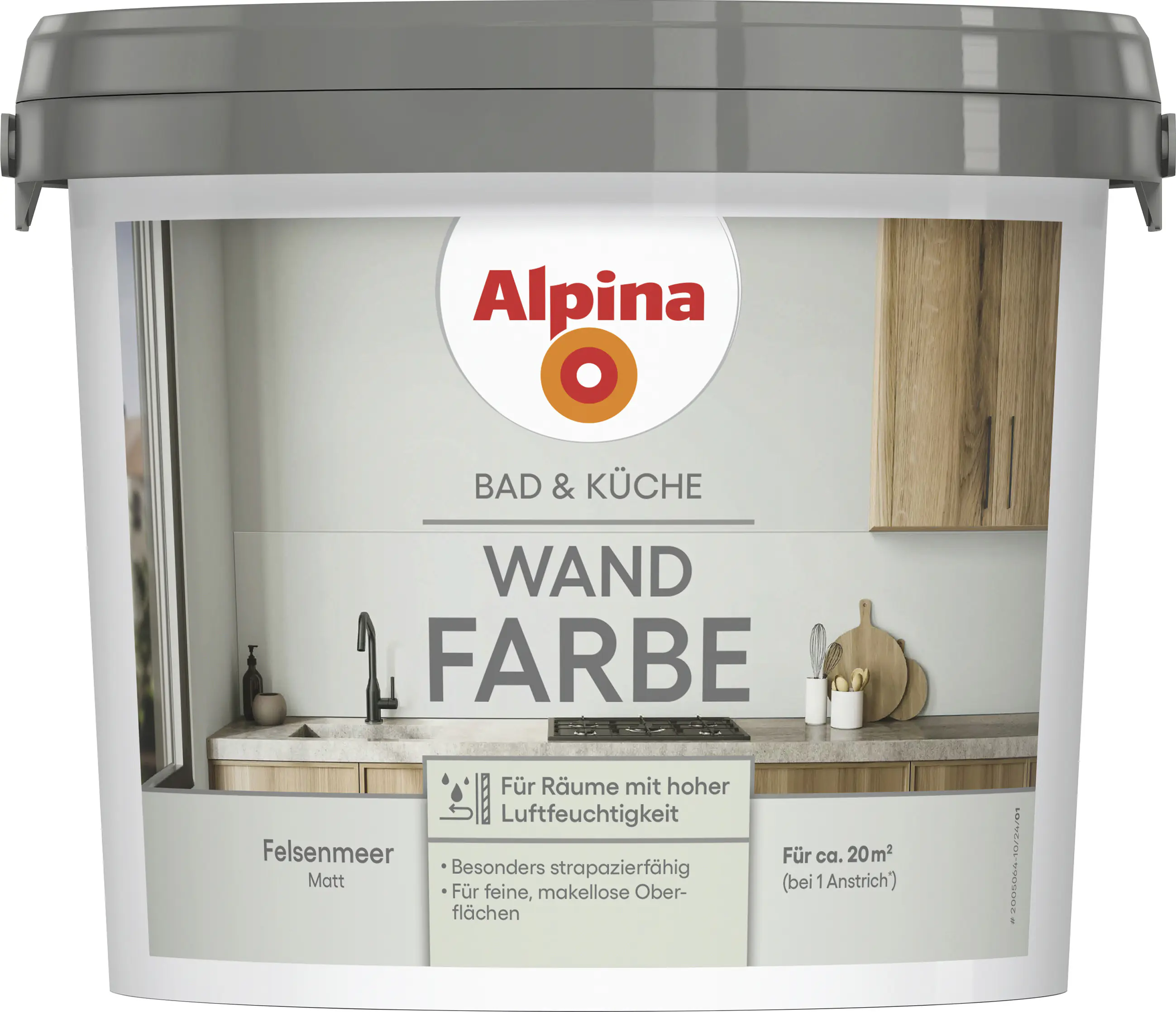 Alpina Wandfarbe für Küche & Badezimmer Felsenmeer 2,5 L