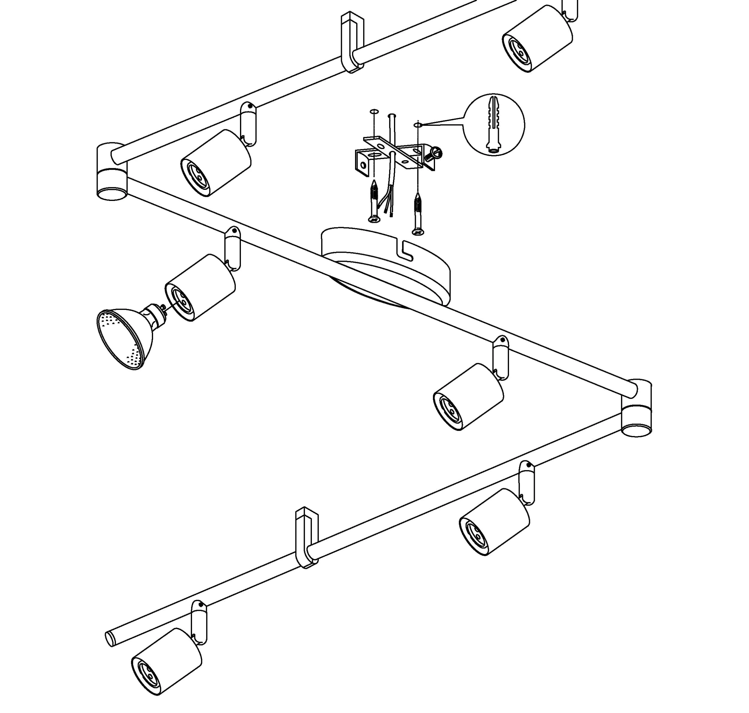 Eglo 6er LED Spot Buzz nickel-matt 105 x 6,5 cm GU10