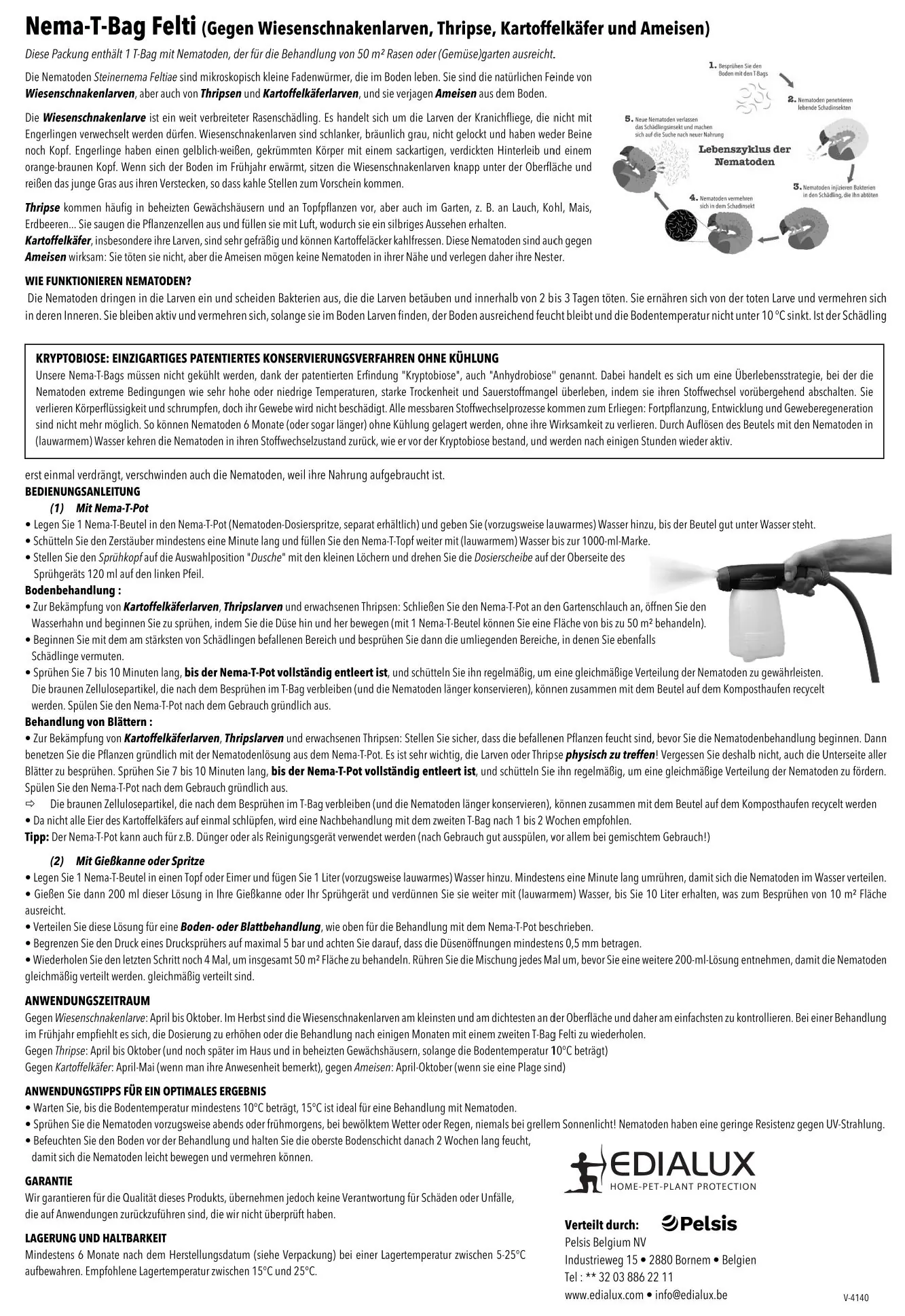 Edialux Nematoden T-Bag Felti gegen Wiesenschnakenlarven 50 m² Edialux Nematoden T-Bag Felti gegen Wiesenschnakenlarven 50 m²