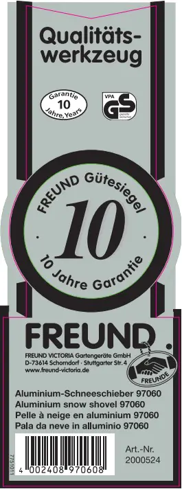 Freund Victoria Schneeschieber Alu 50 cm mit Flüsterkante Freund Victoria Schneeschieber Alu 50 cm mit Flüsterkante